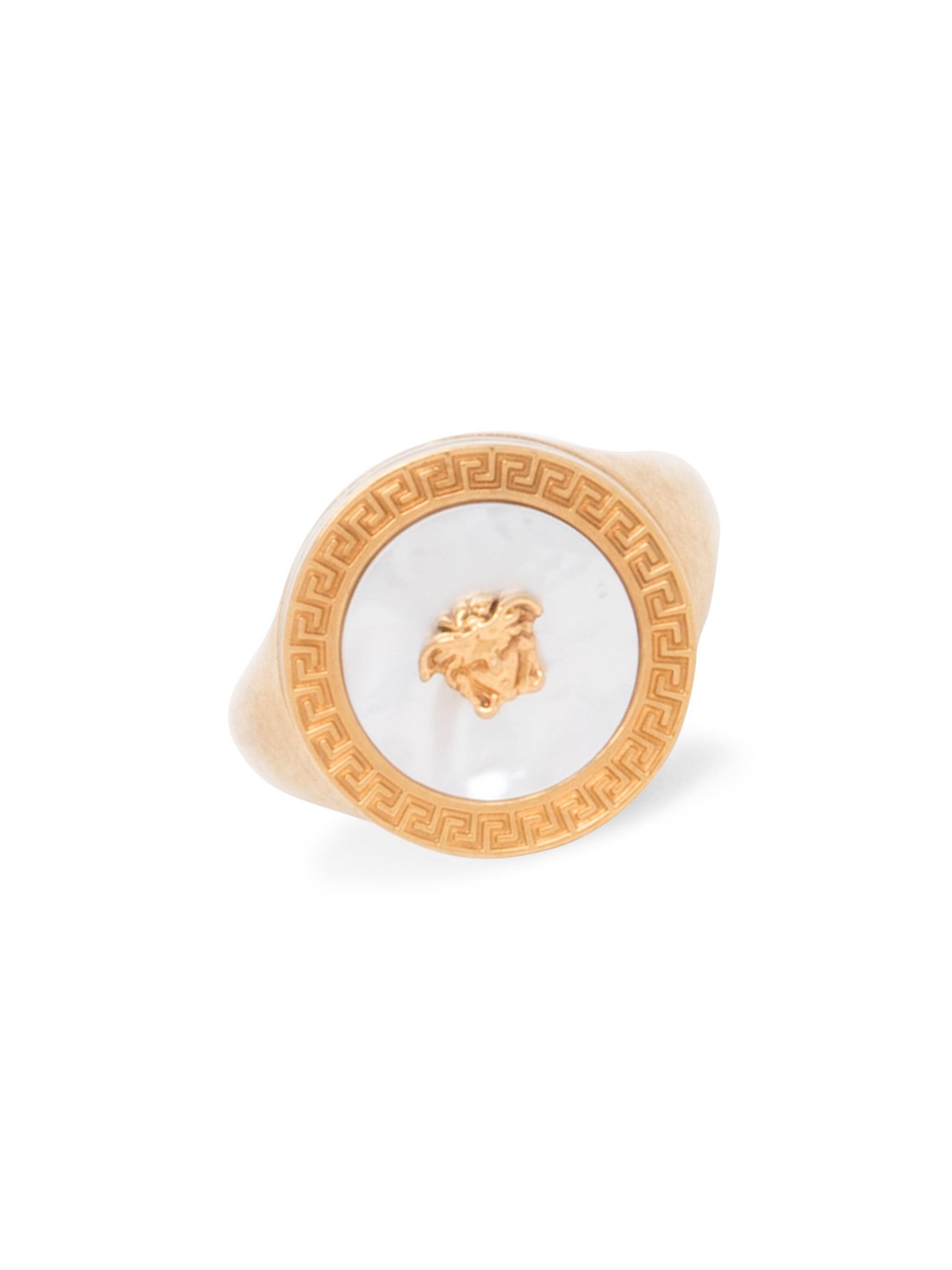 Versace Mother Of Pearl Medusa Ring in 