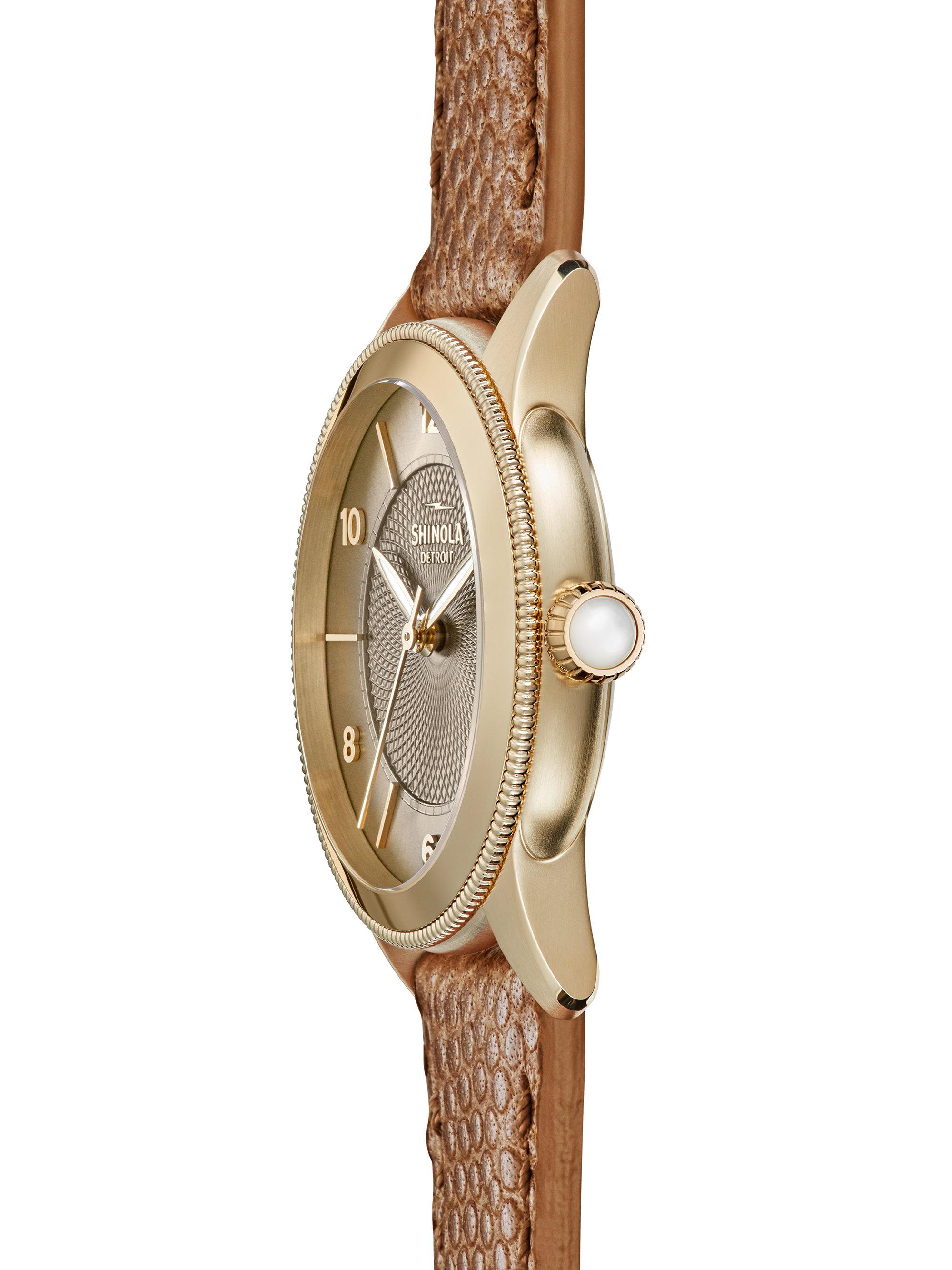 Shinola The Gail Pvd Gold & Leather Strap Watch in Metallic Lyst