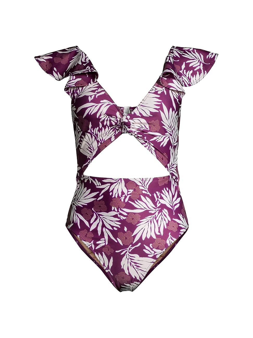 Tanya Taylor Coraline Palm Knotted One-piece Swimsuit in Purple | Lyst