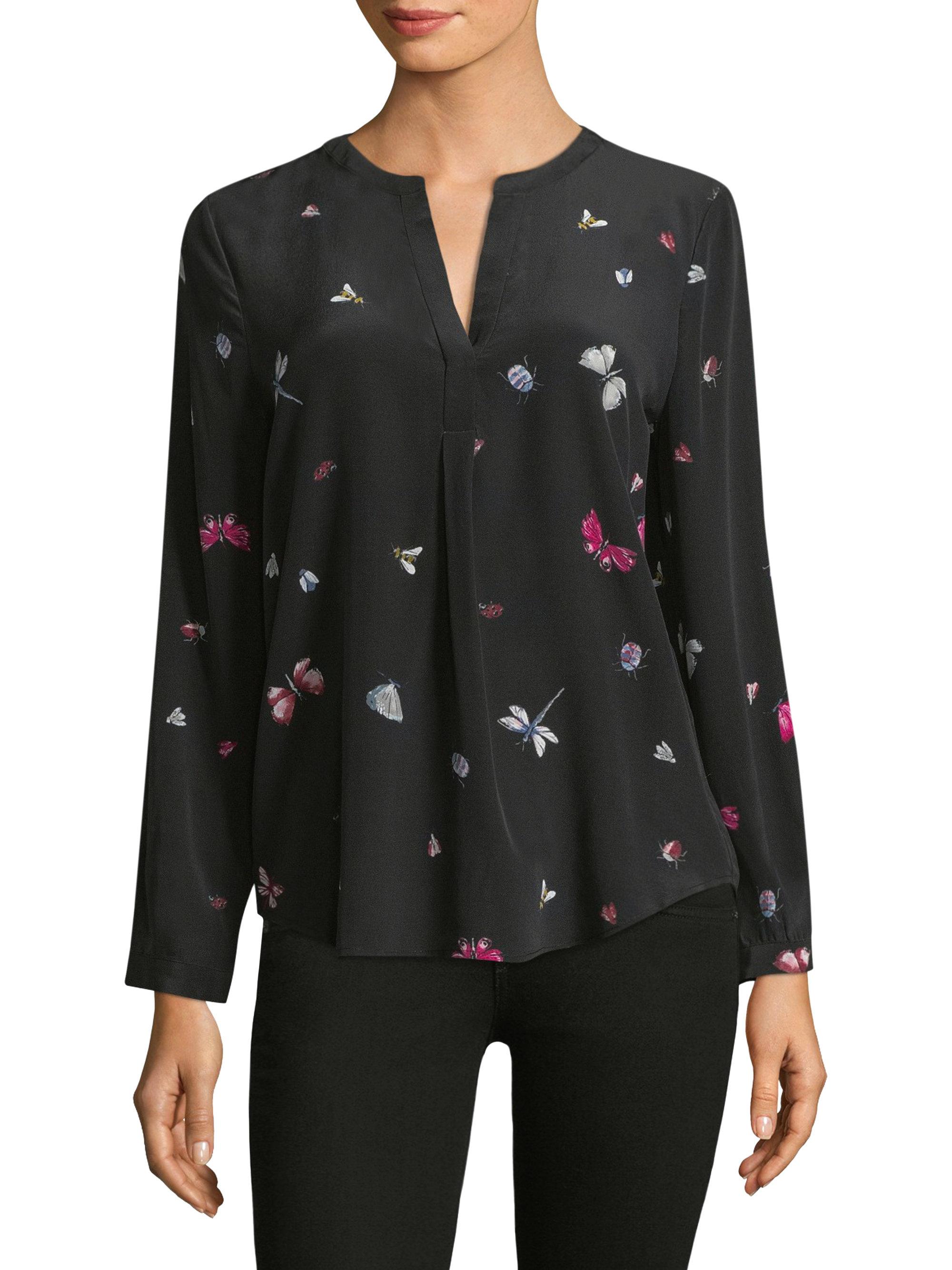 joie black silk blouse