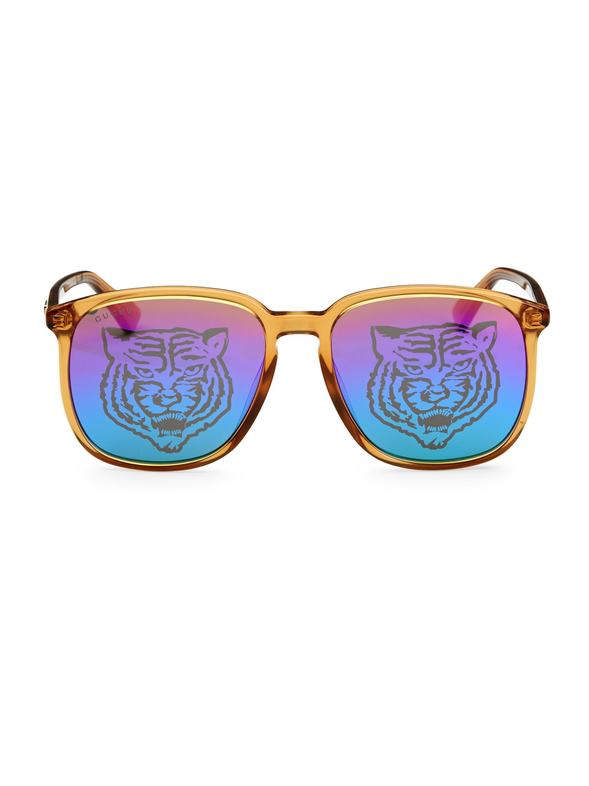 Gucci 145mm Tiger Lens Sunglasses in Beige (Natural) for Men - Lyst