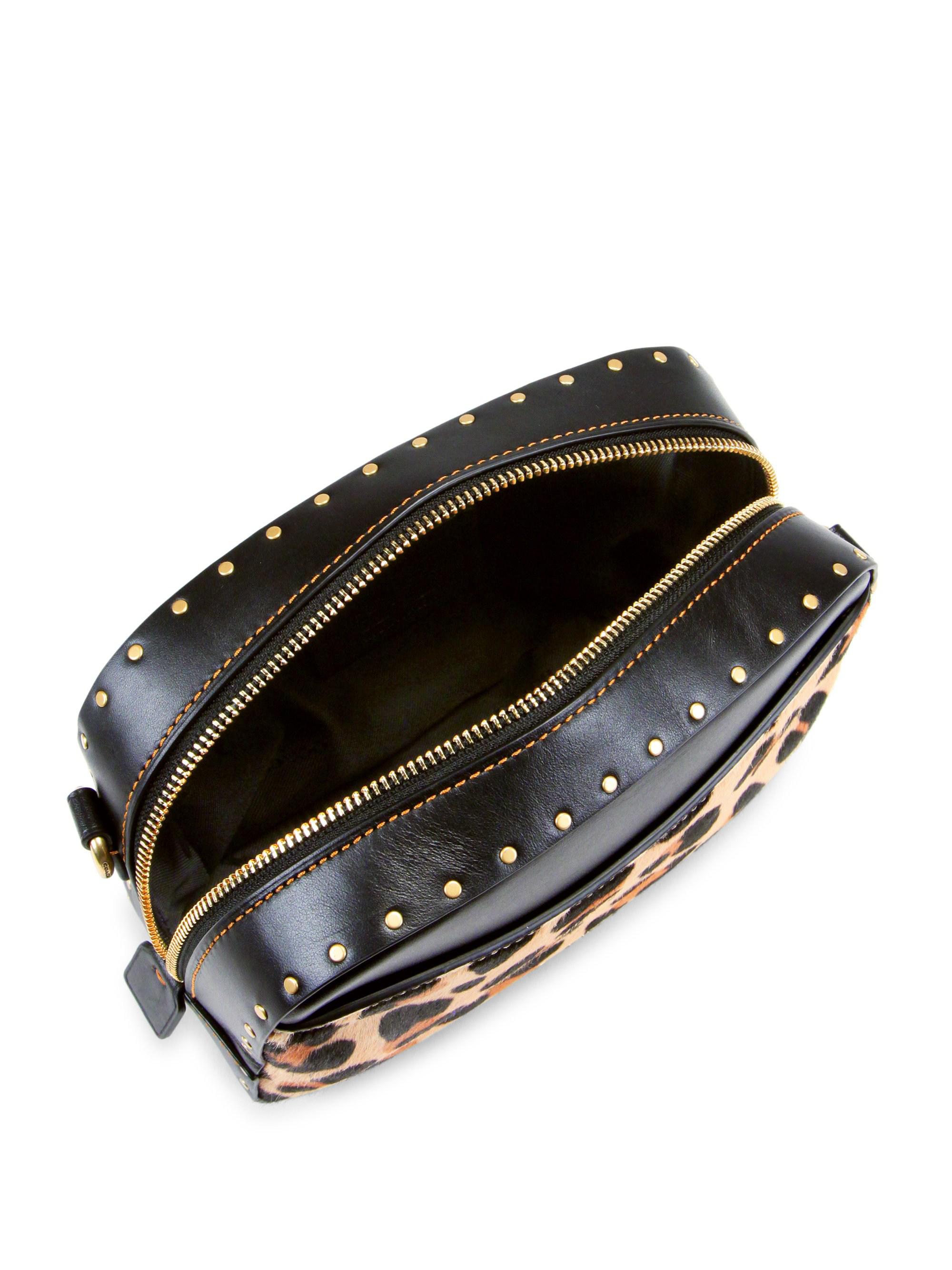 leopard print calf hair bag
