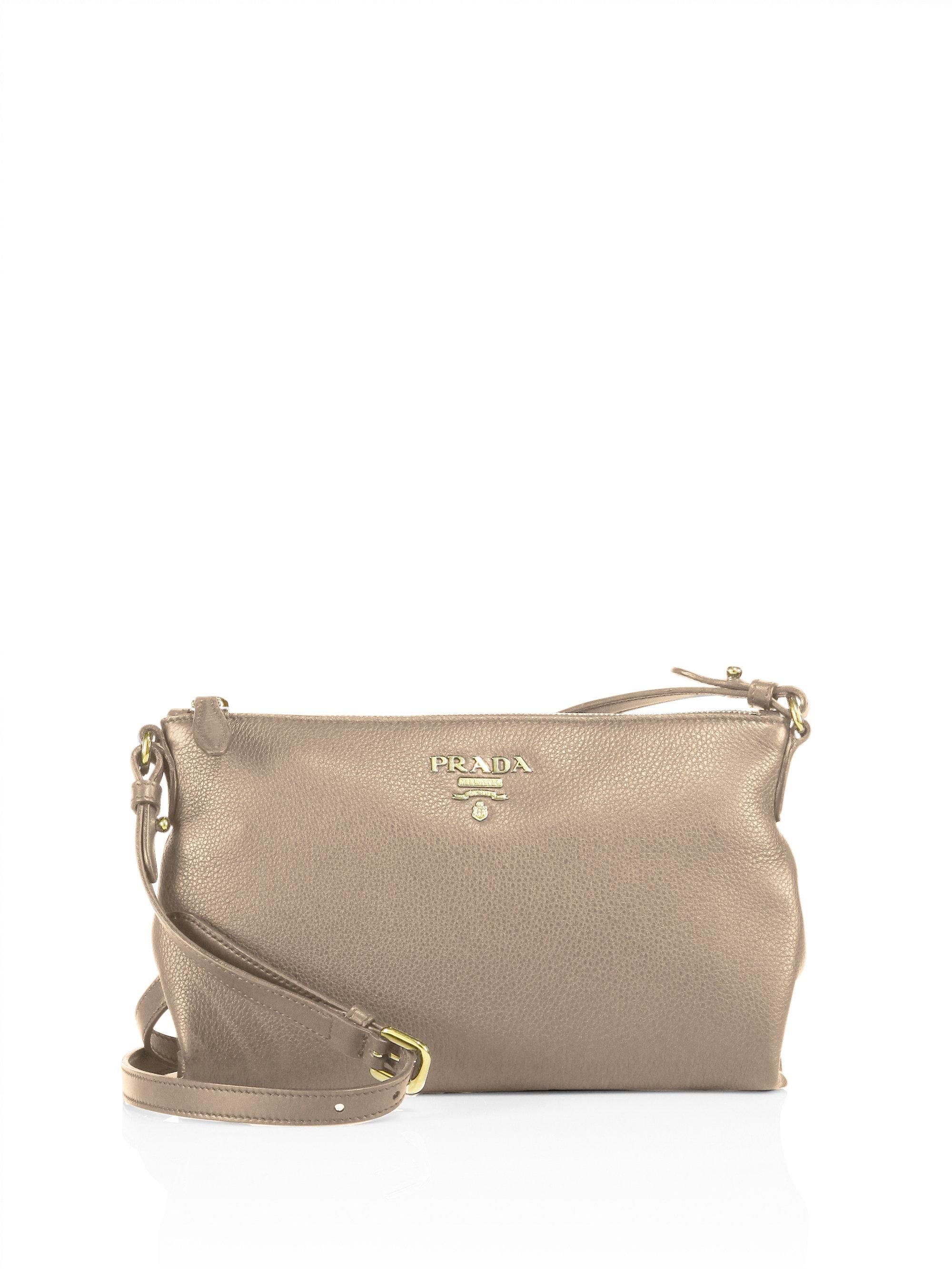 Prada Vit Daino Leather Crossbody Bag in Natural Lyst