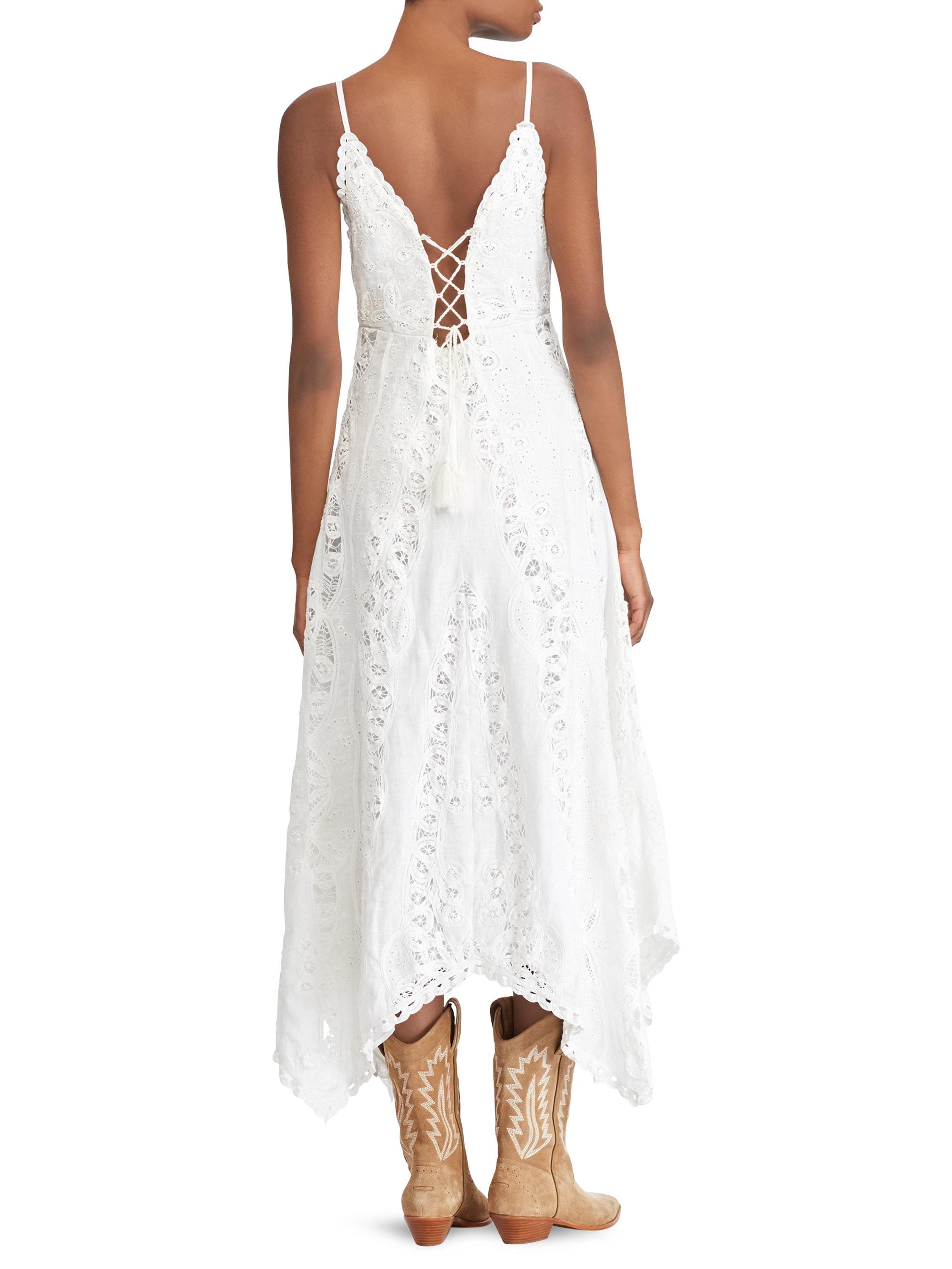 Polo Ralph Lauren Linen Maxi Dress in White | Lyst