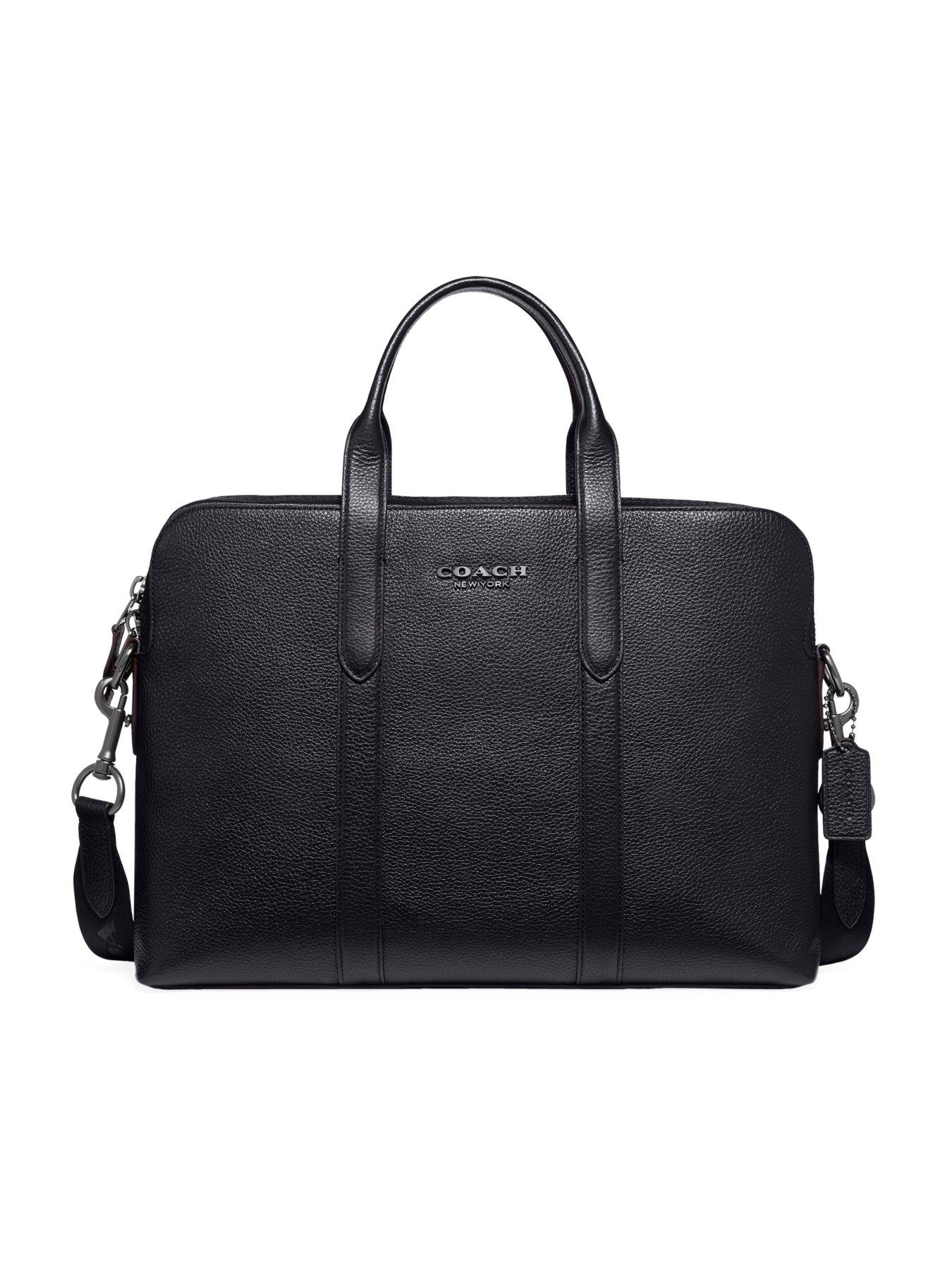 COACH Metropolitan Pebbled Leather Briefcase in qb Midnight (Black) for