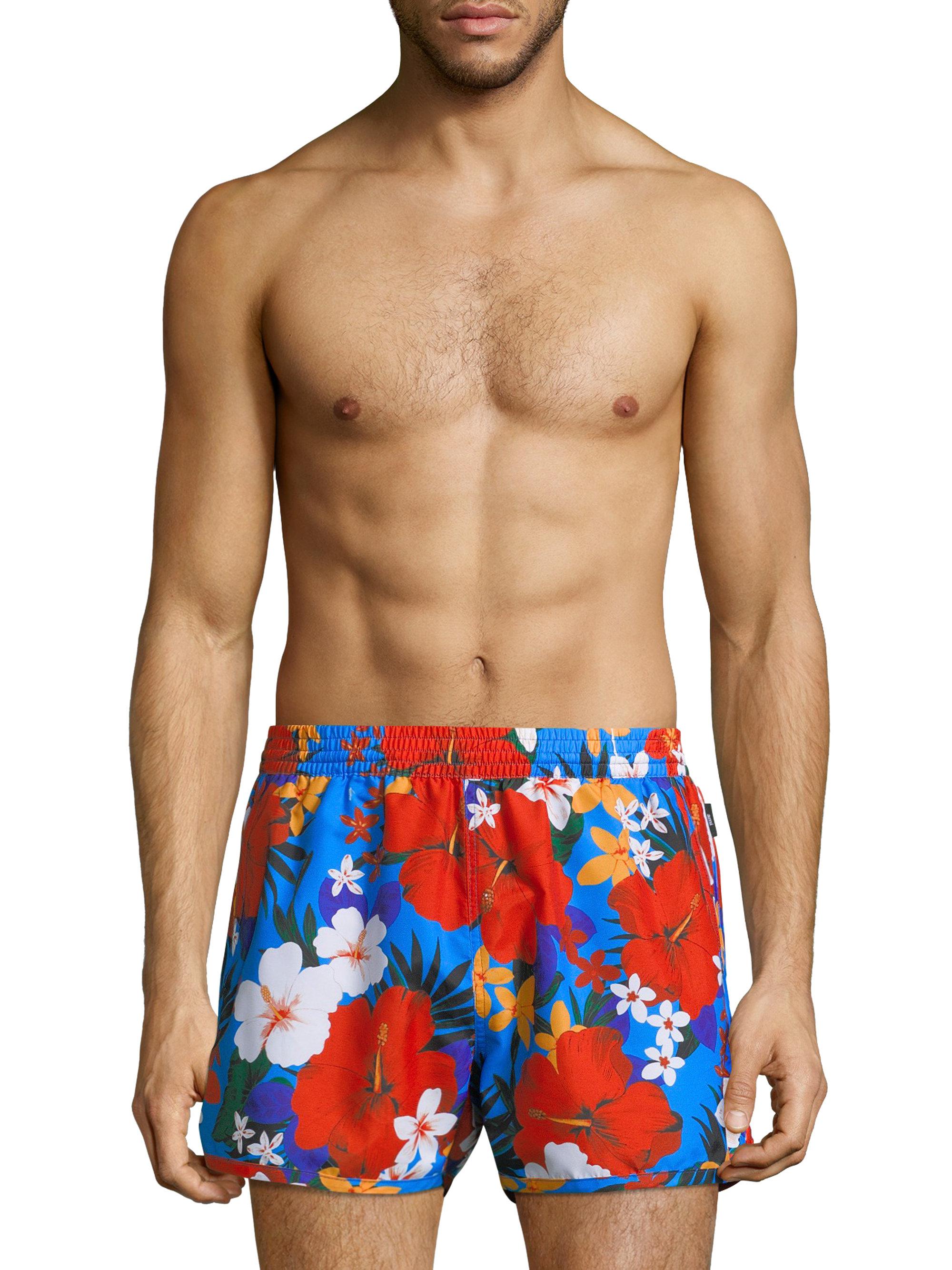 AMI Floral Swim Shorts in Blue for Men - Lyst