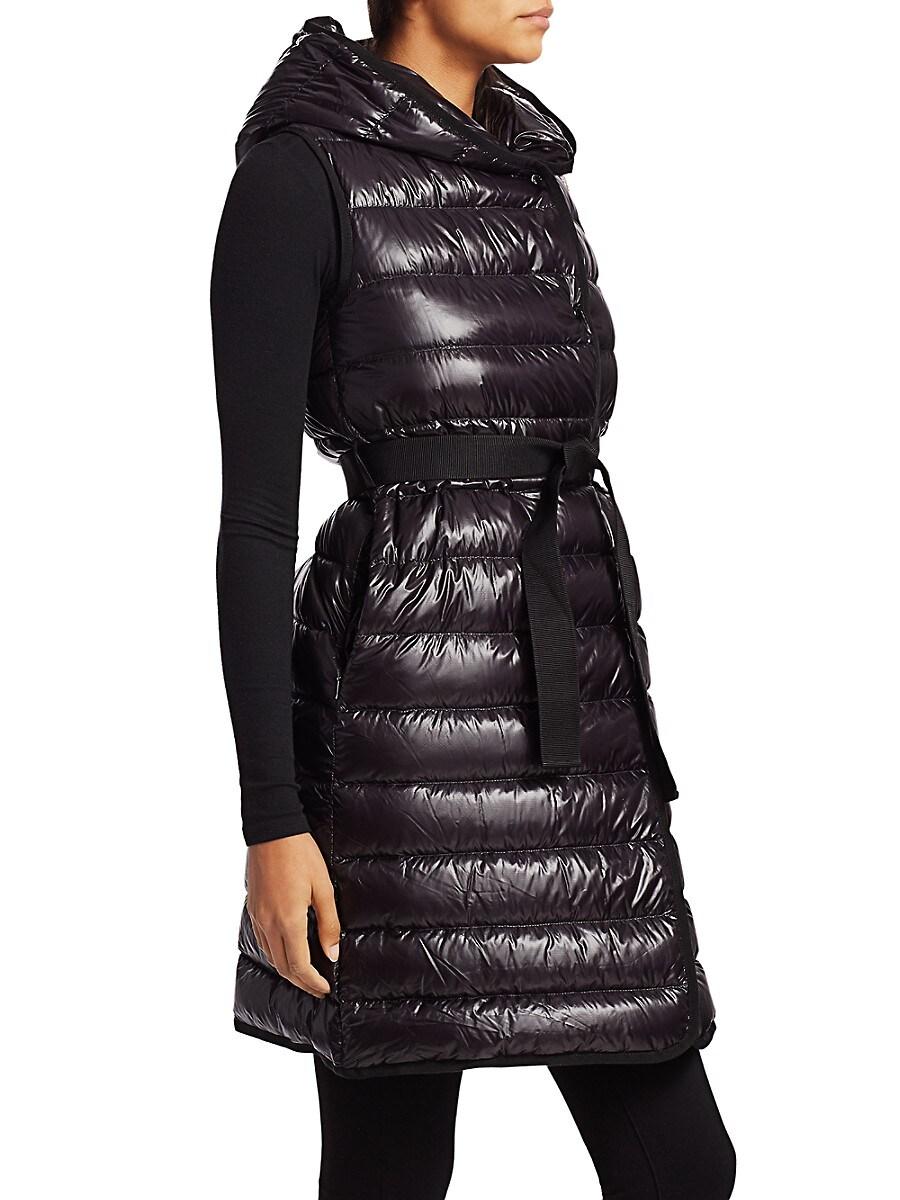 Moncler Synthetic Noisette Long Down Vest in Black | Lyst