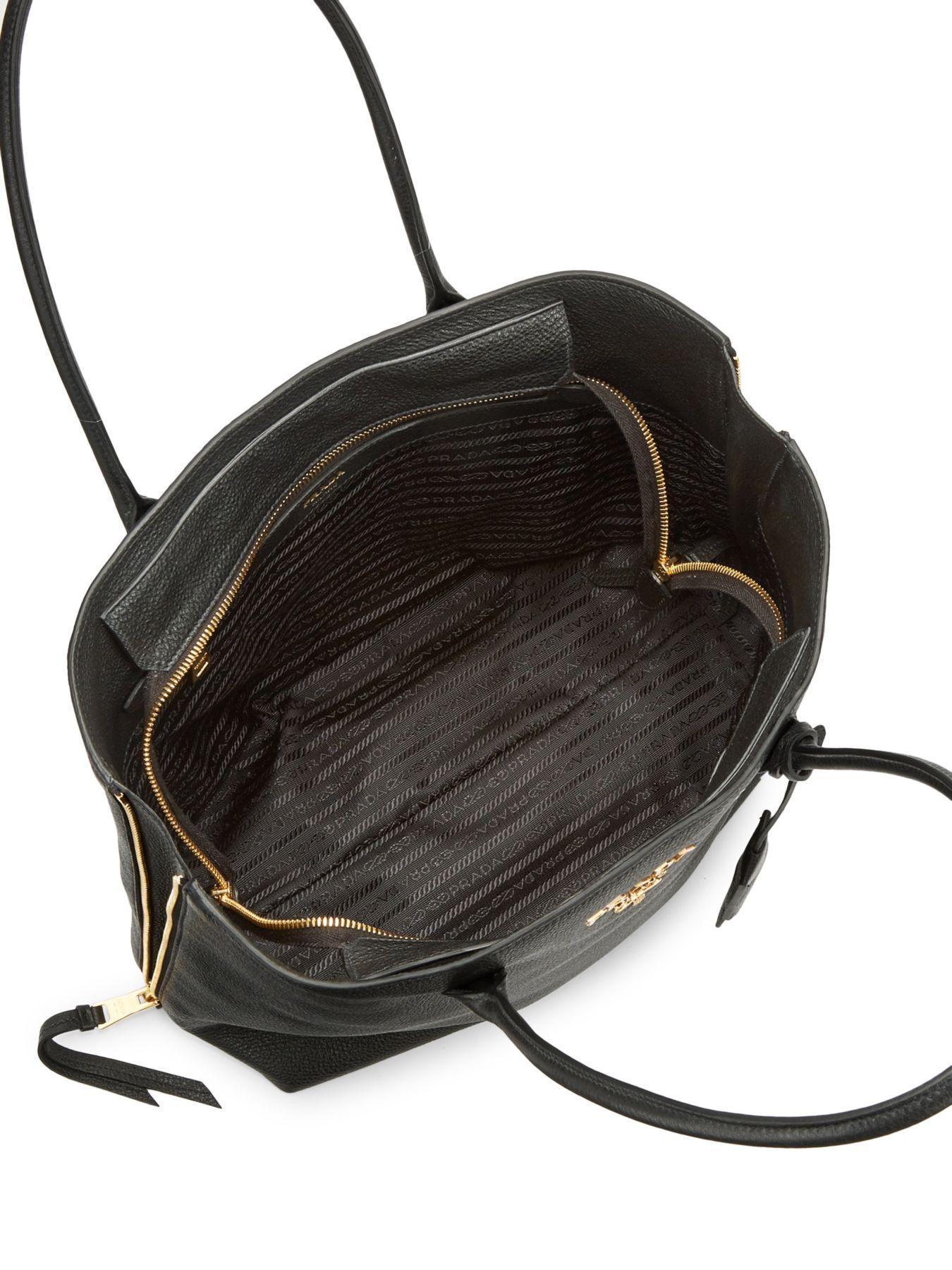 prada daino side zip leather shopper