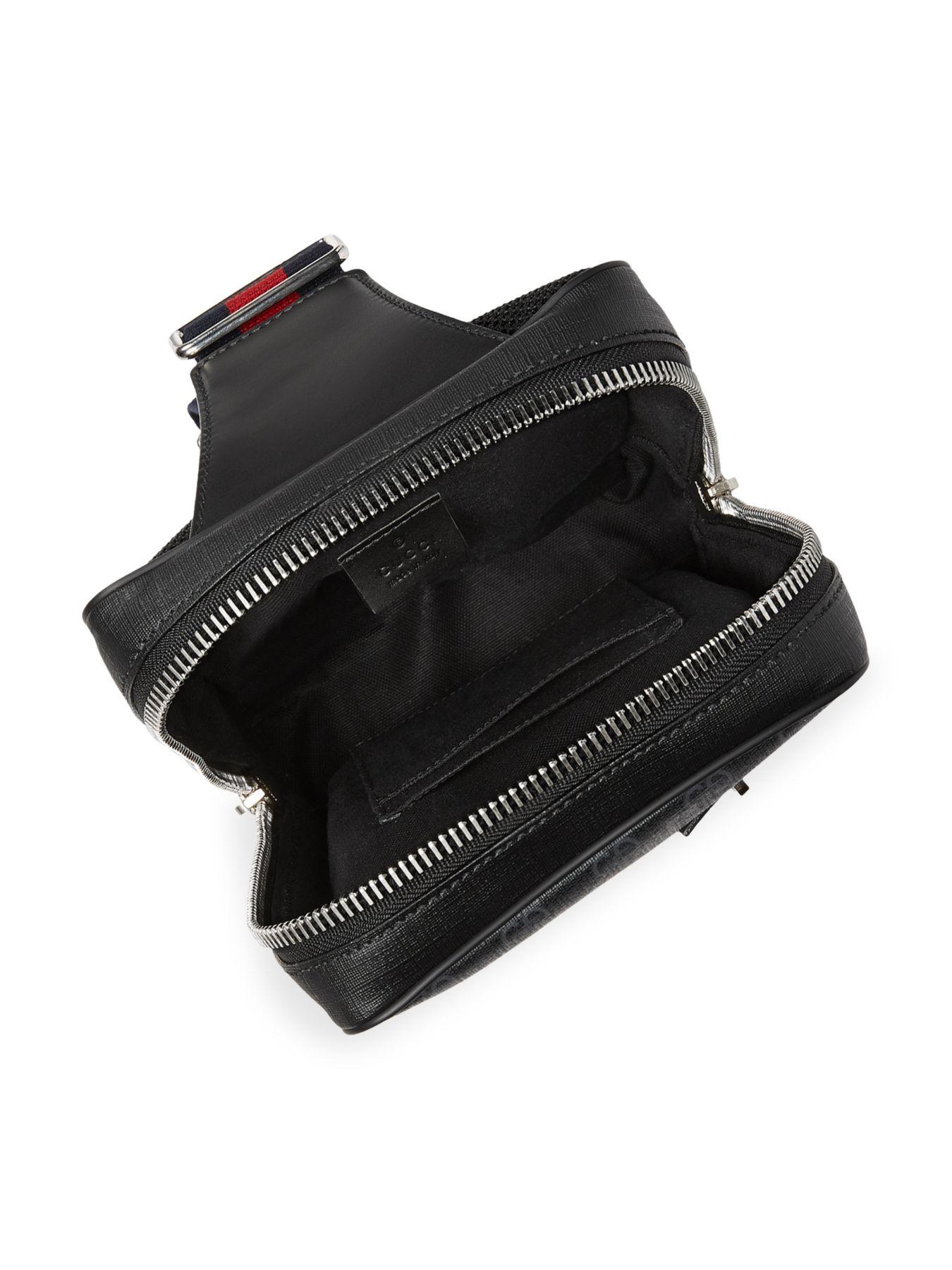 Gucci GG Supreme Black Sling Crossbody Backpack Belt Bag Unisex 478325  Authentic