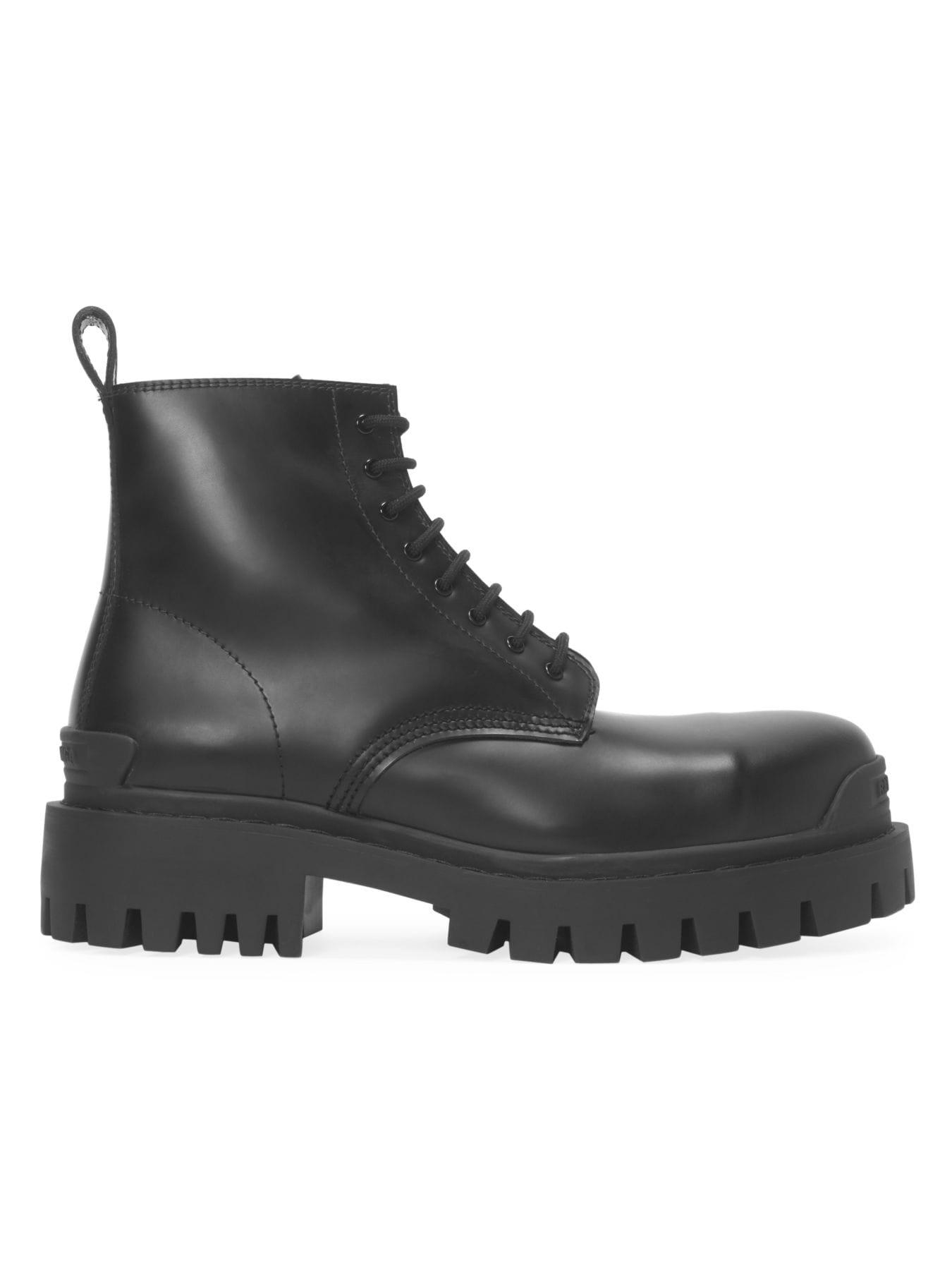 Balenciaga Strike Leather Combat Boots in Black for Men - Lyst