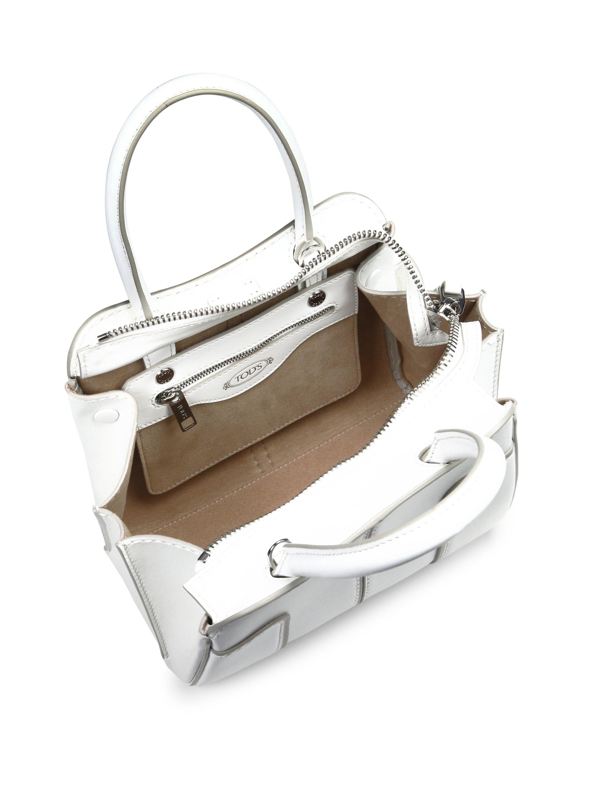 Tod's Leather Mini Sella Bag in White | Lyst
