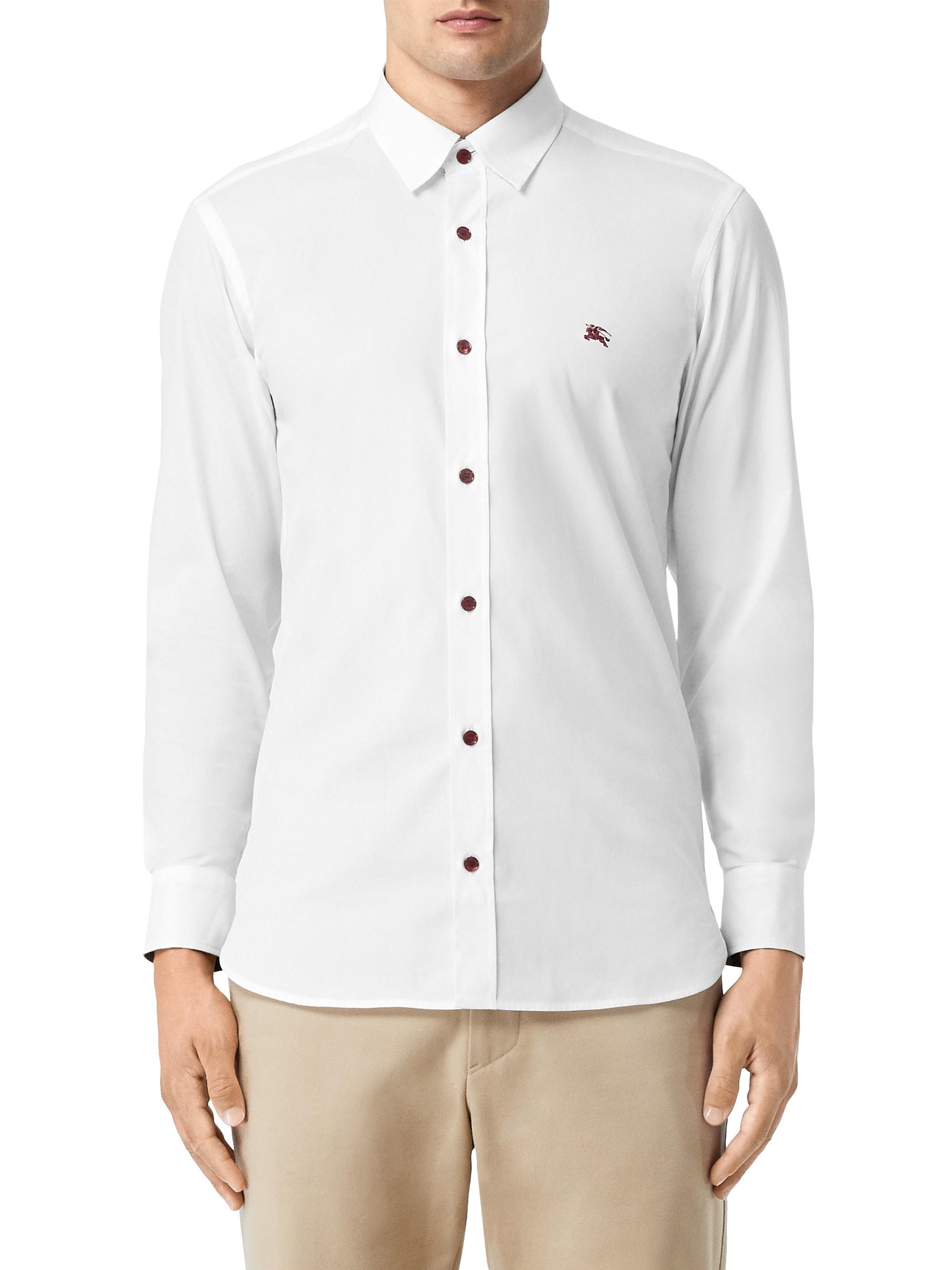 Burberry William Color Pop Woven Button-down in White for Men | Lyst