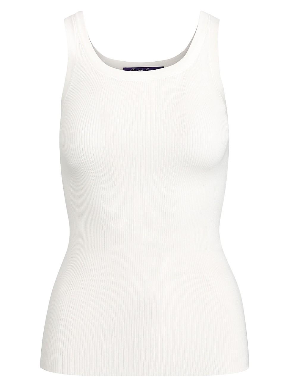 Ralph Lauren Collection Silk Ribbed Tank Top in White - Lyst