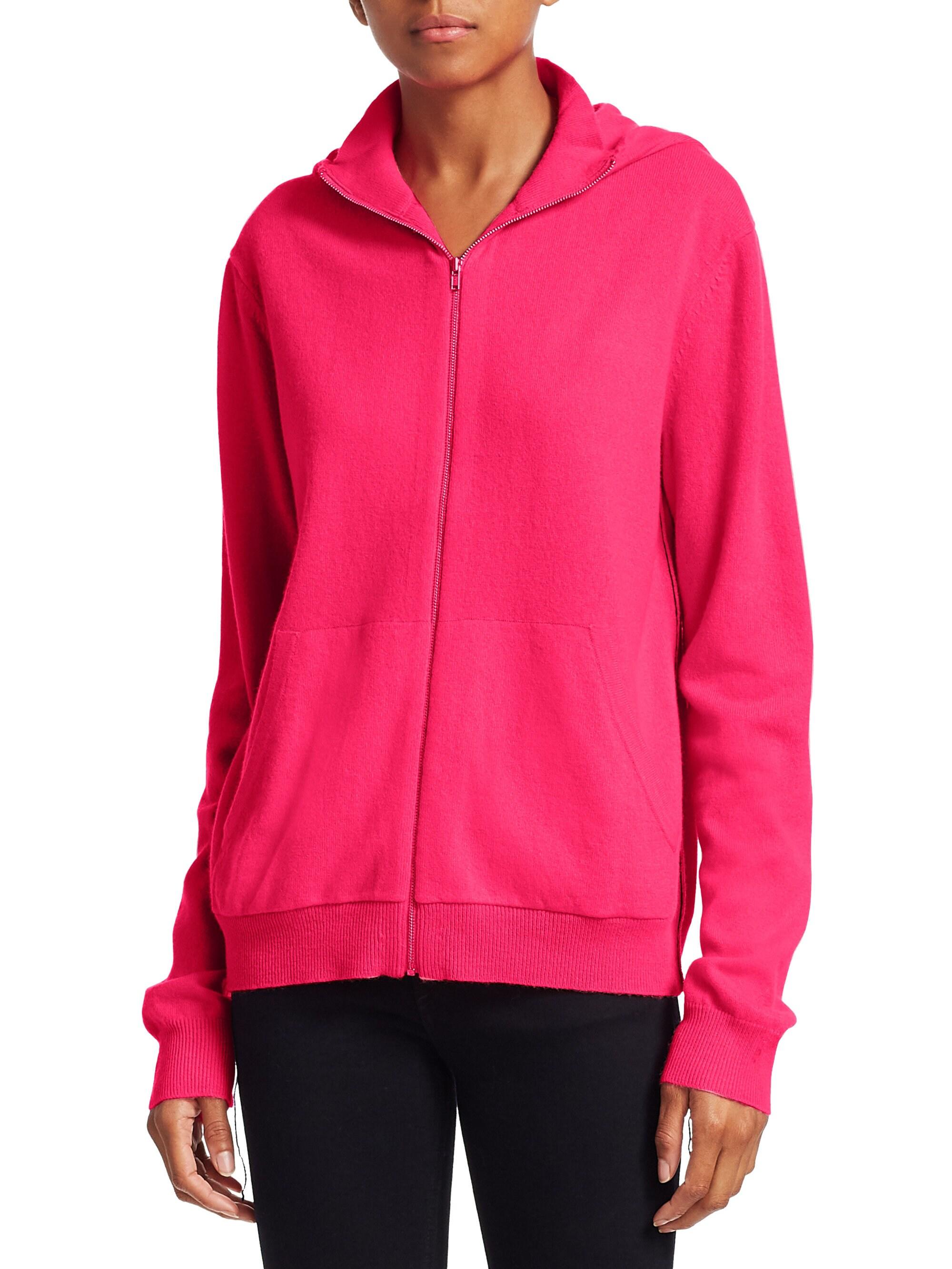 cashmere zip front hoodie women's