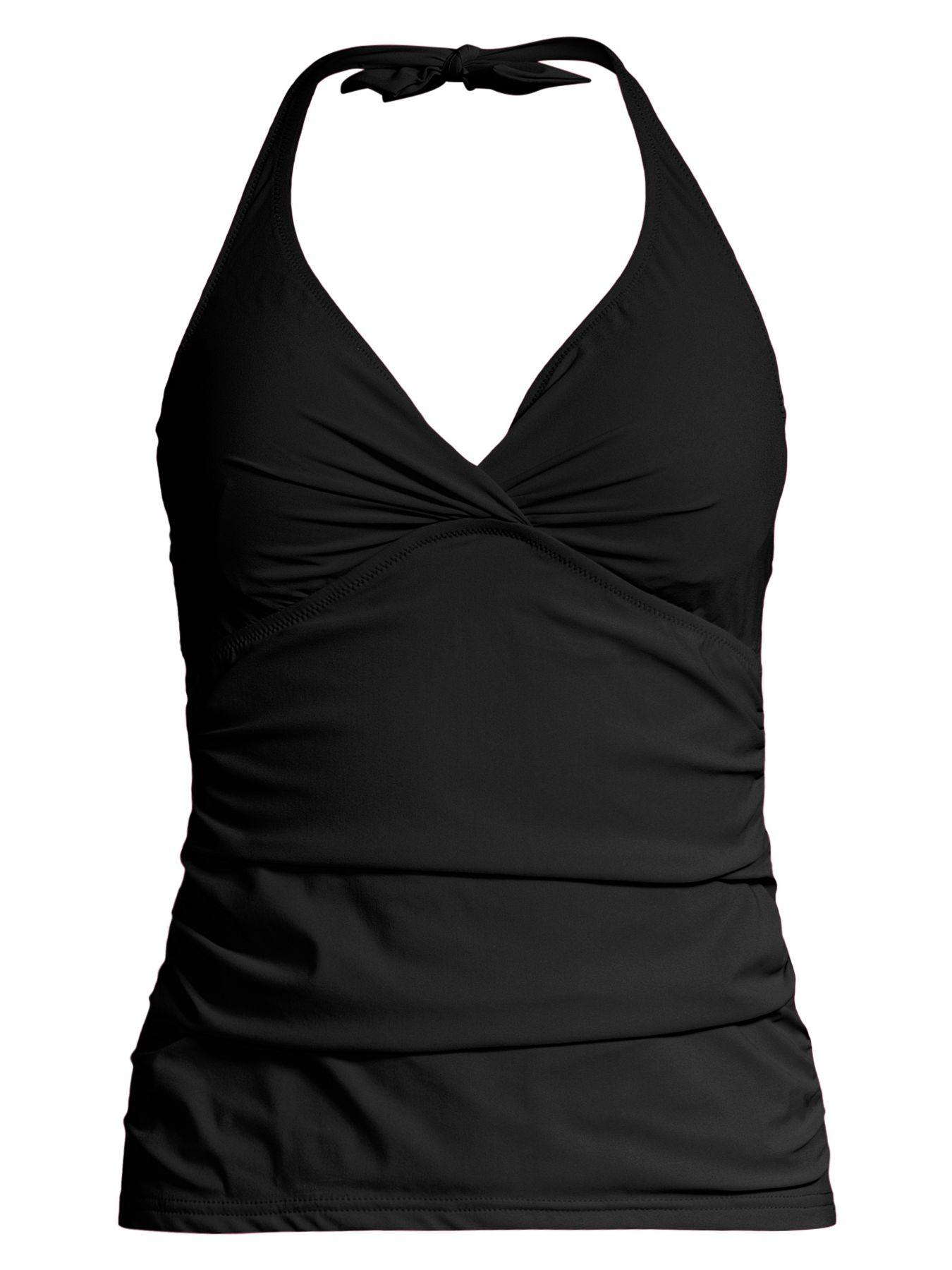 Gottex Ruched Halter Tankini Top in Black - Lyst
