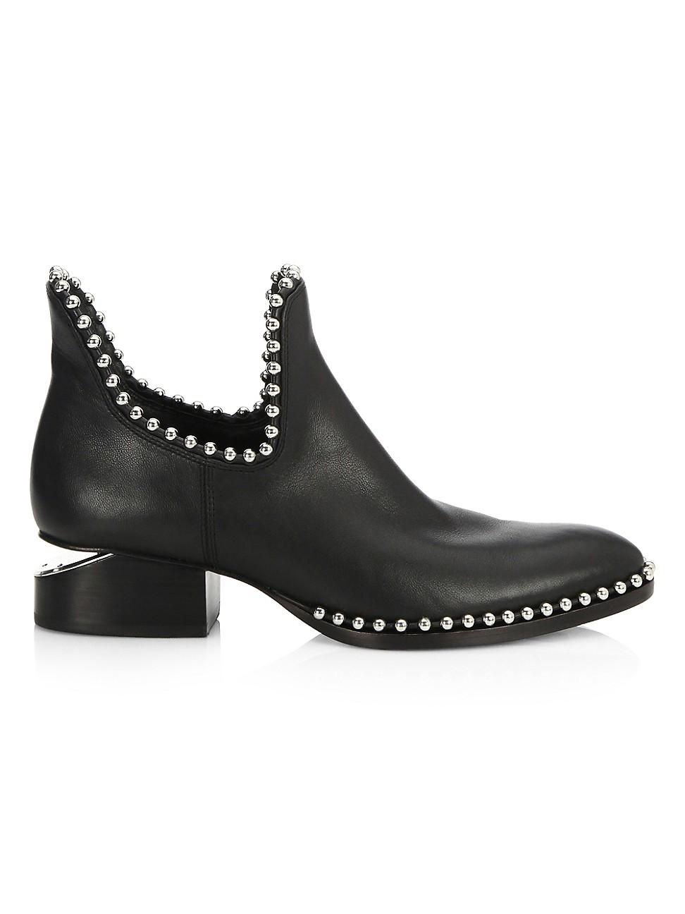 Alexander Wang Kori Cutout Studded Leather Ankle Boots in Black | Lyst