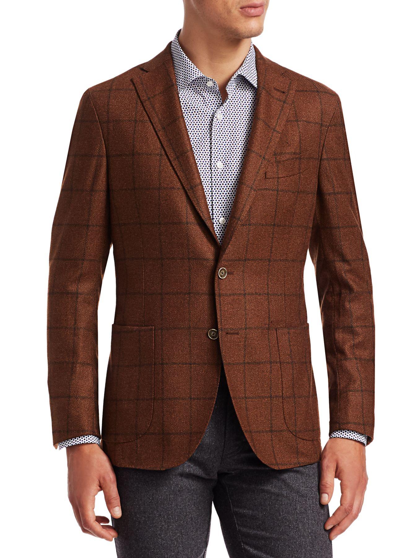 Saks Fifth Avenue Collection Tweed Windowpane Wool Soft Suit Jacket in ...