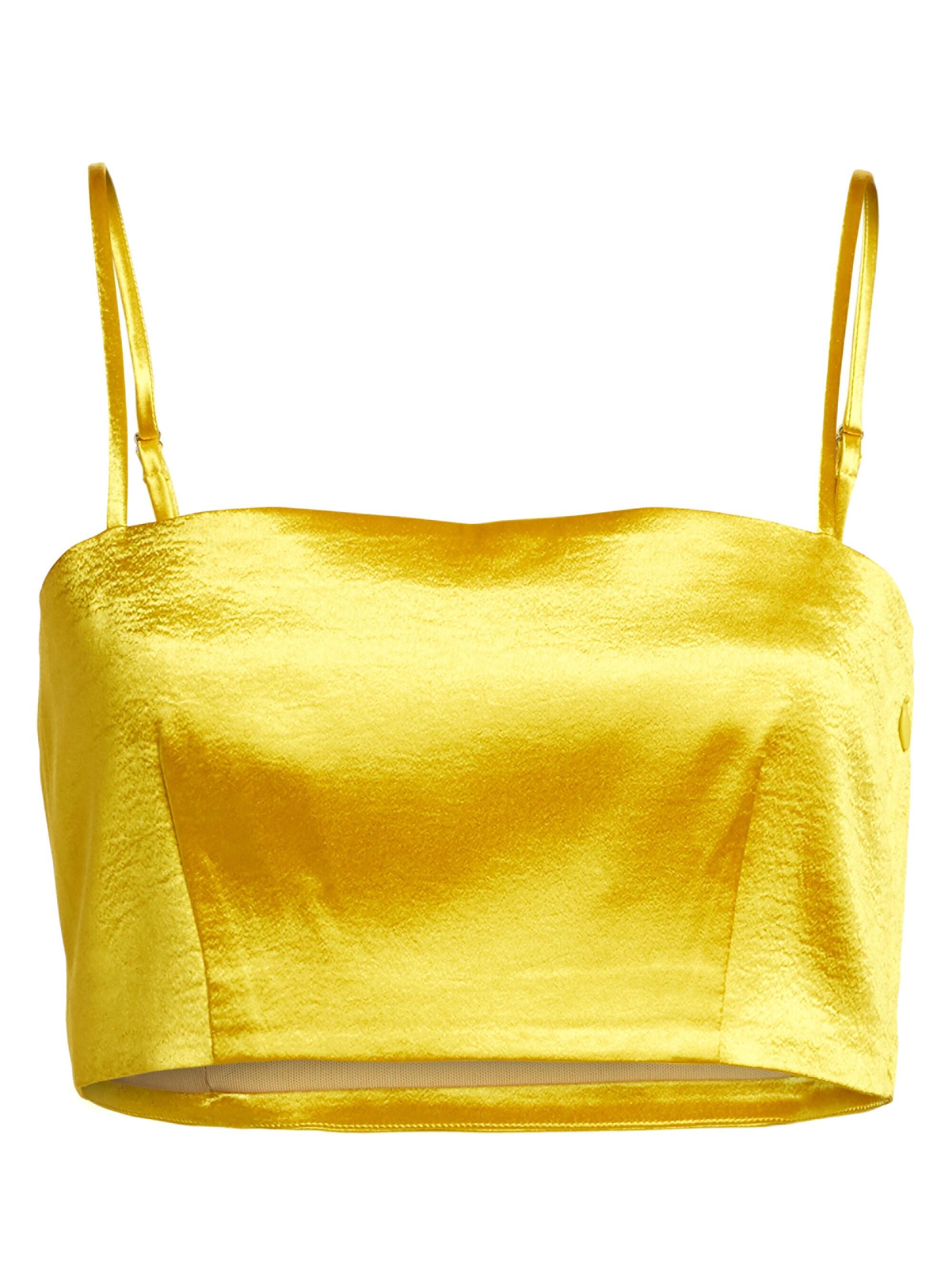 yellow satin crop top