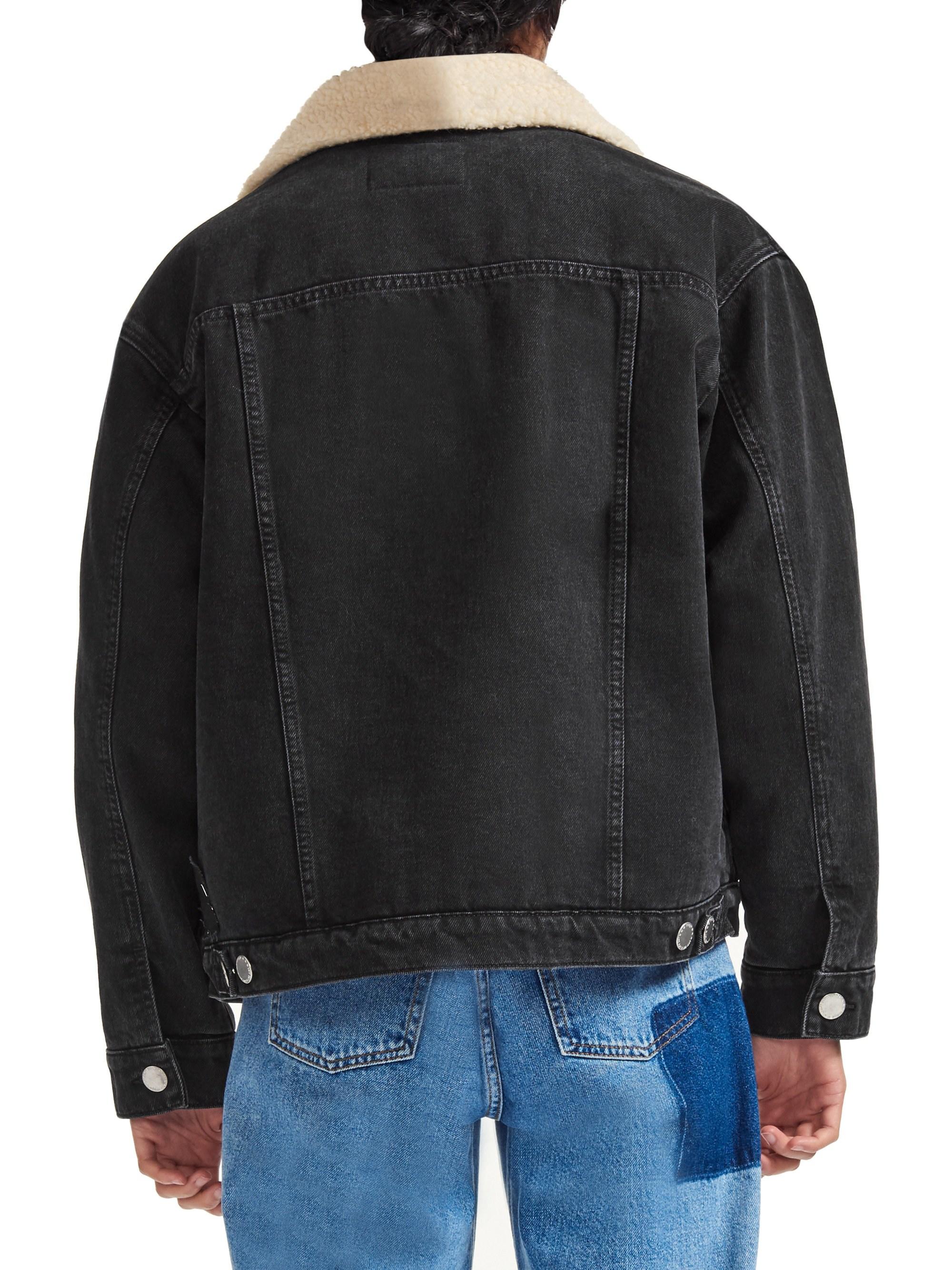 shearling denim jacket black