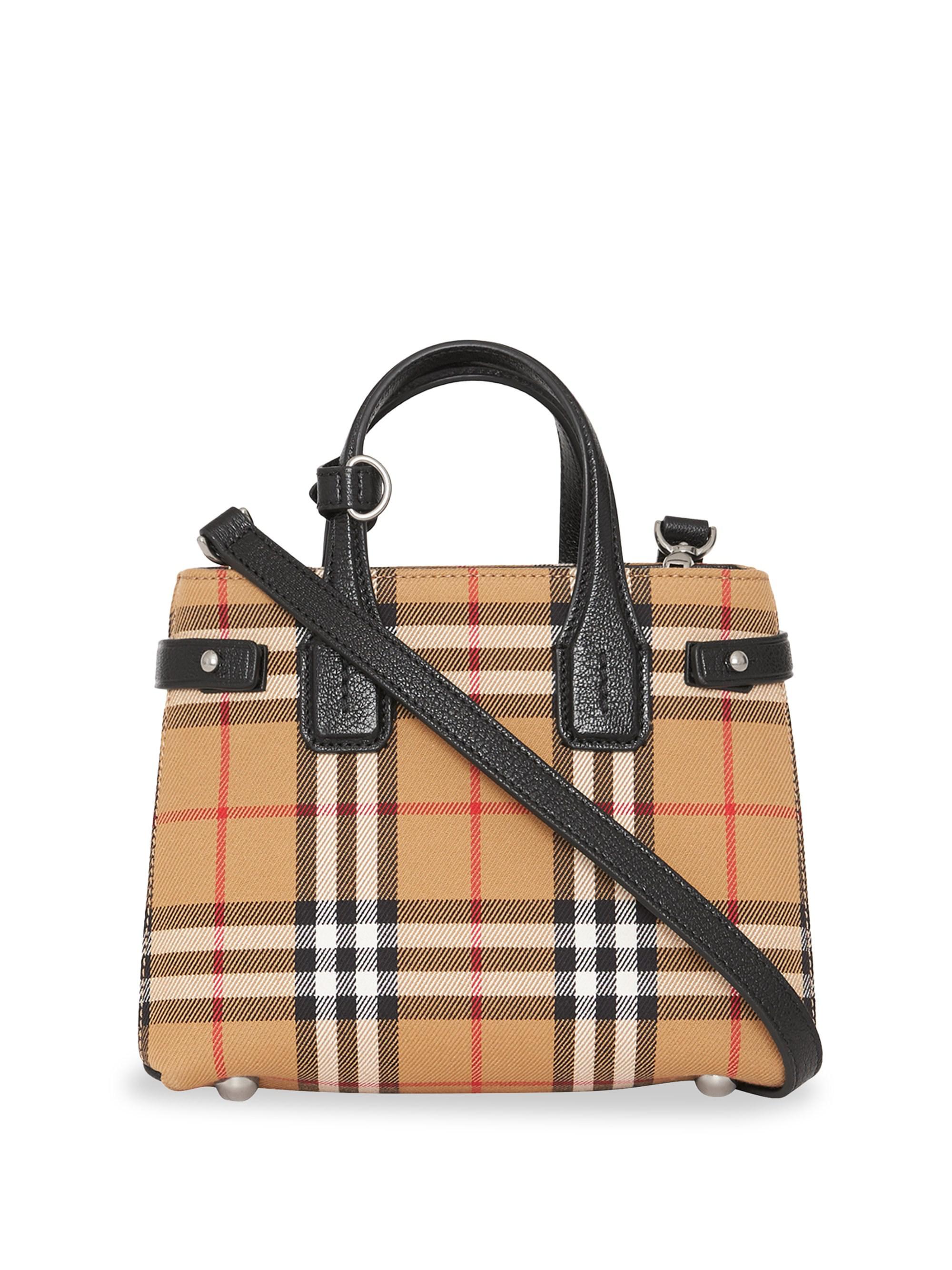 Burberry The Baby Banner In Vintage Check And Leather - Lyst