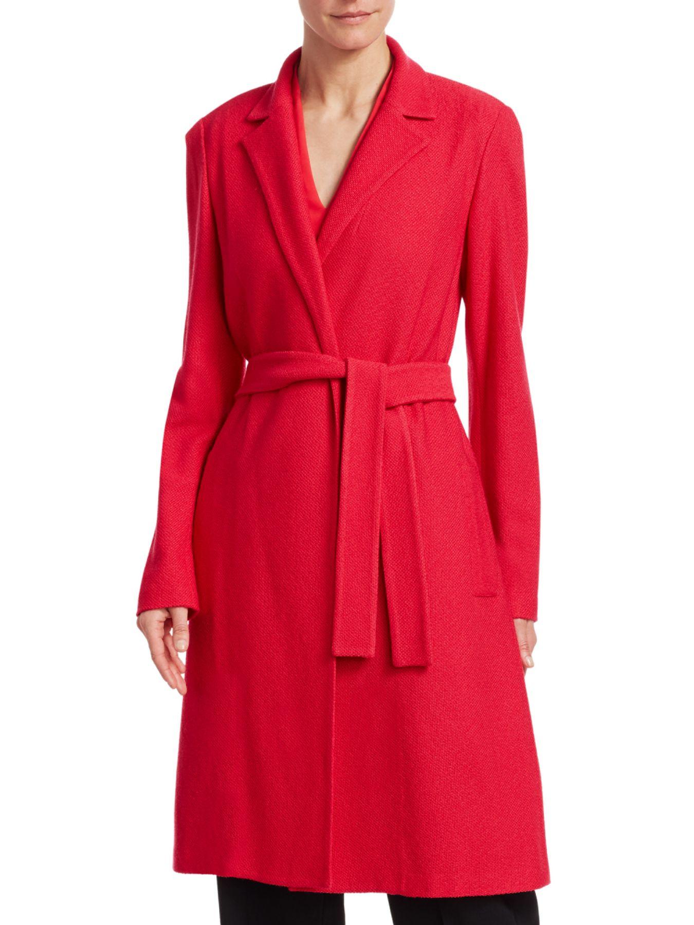 red wool wrap coat