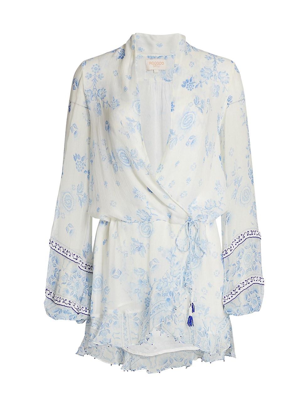 Rococo Sand Leas Printed Wrap Dress in Blue | Lyst