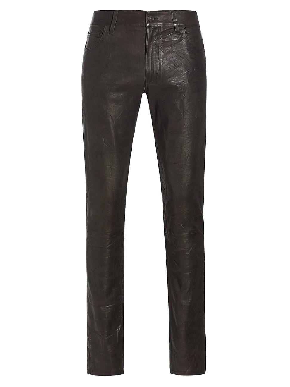 PAIGE Lennox Leather Skinny Jeans in Gray for Men | Lyst