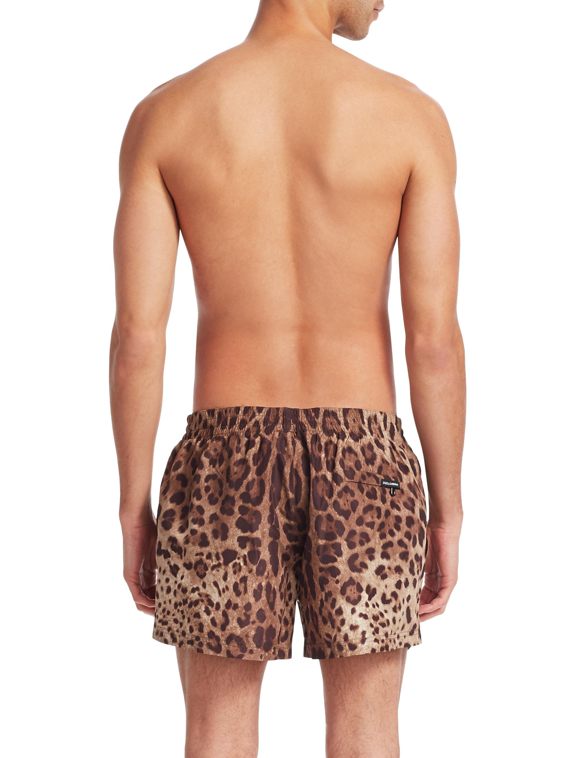 leopard print swimming trunks