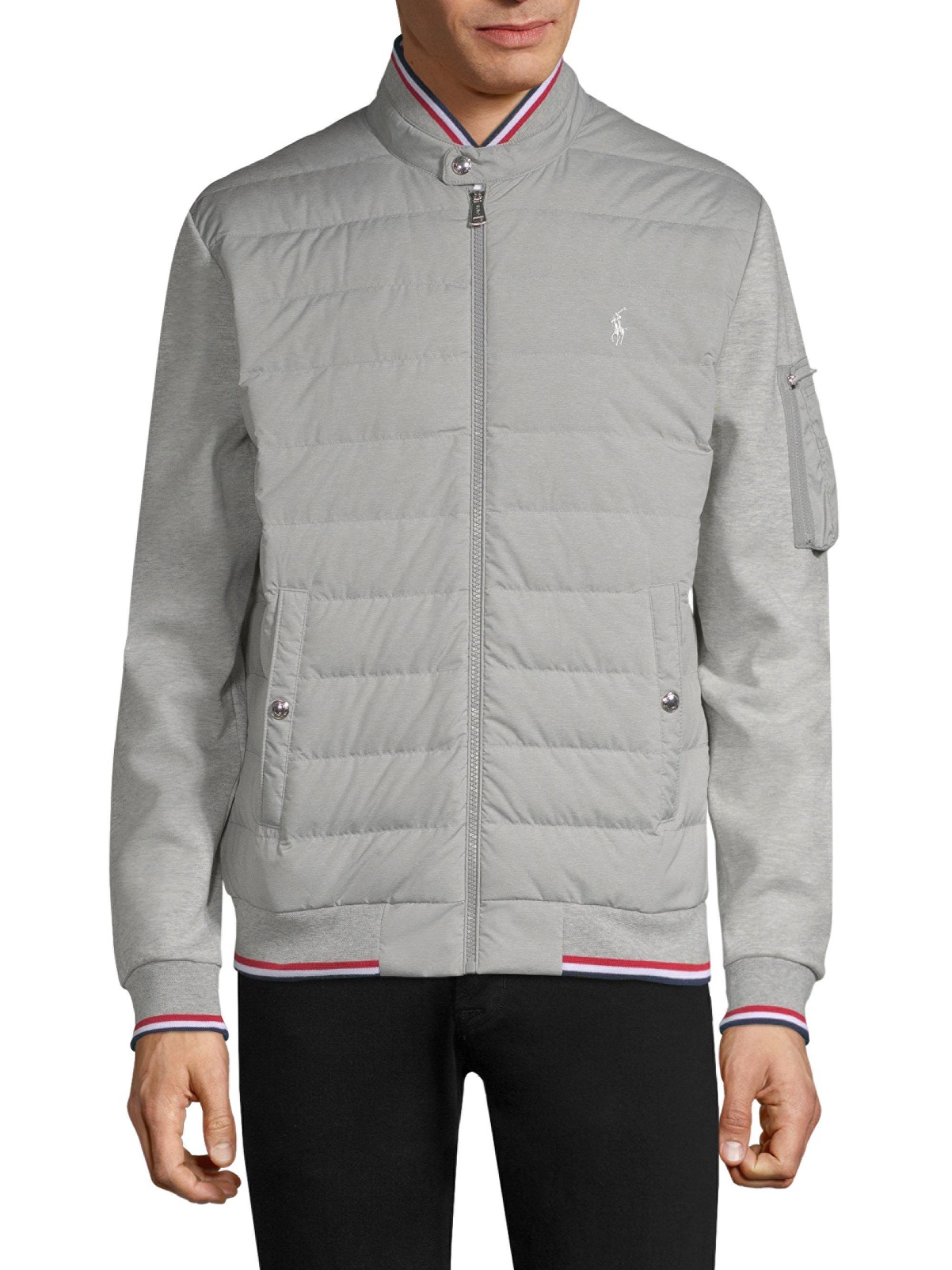 Polo Ralph Lauren Synthetic Quilted Tech Bomber Jacket in Grey (Gray ...