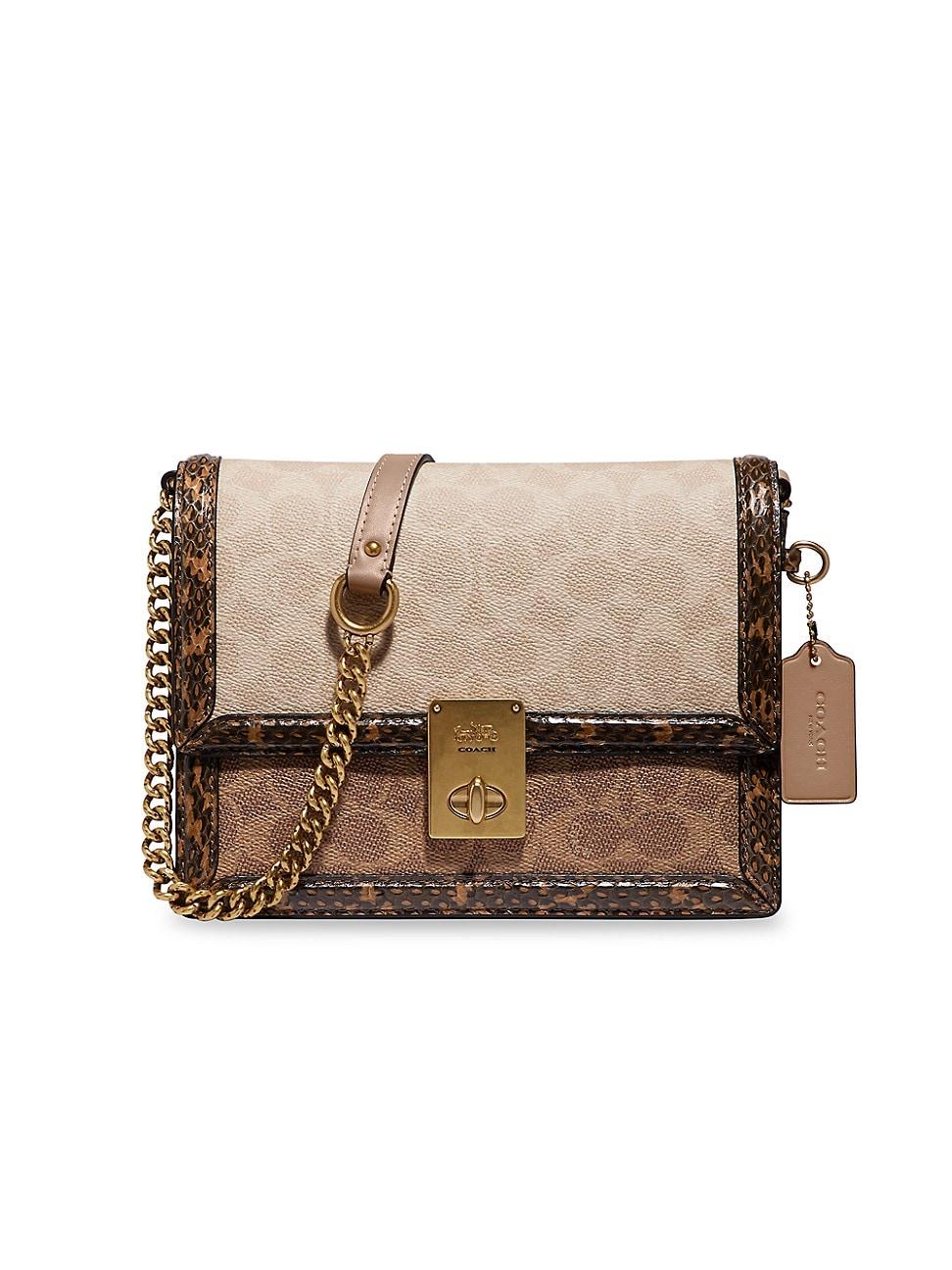 COACH Coated Canvas Signature Block Hutton Shoulder Bag Tan Sand in Brown Lyst
