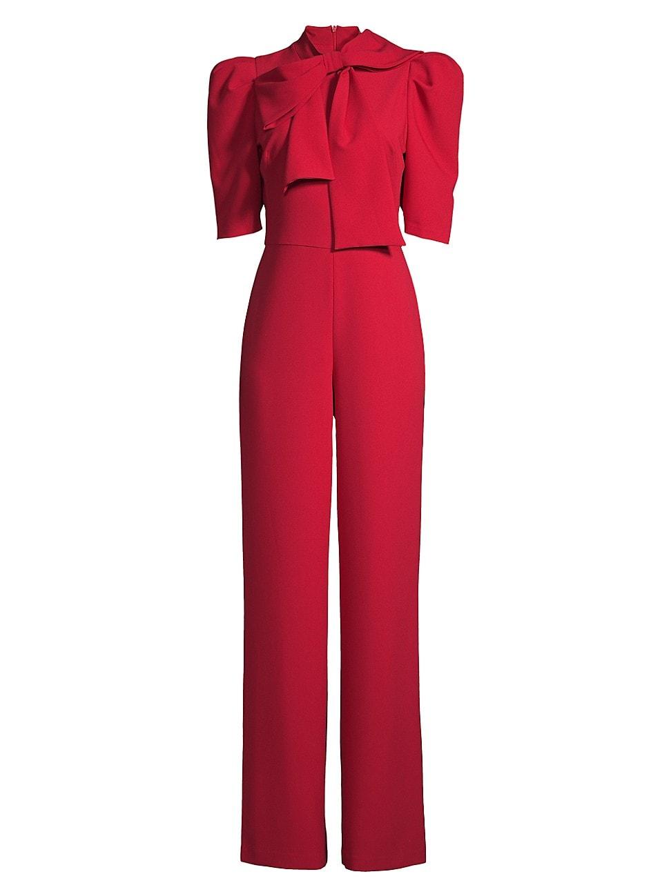 Black Halo Ara Bow Puff-sleeve Jumpsuit in Red | Lyst