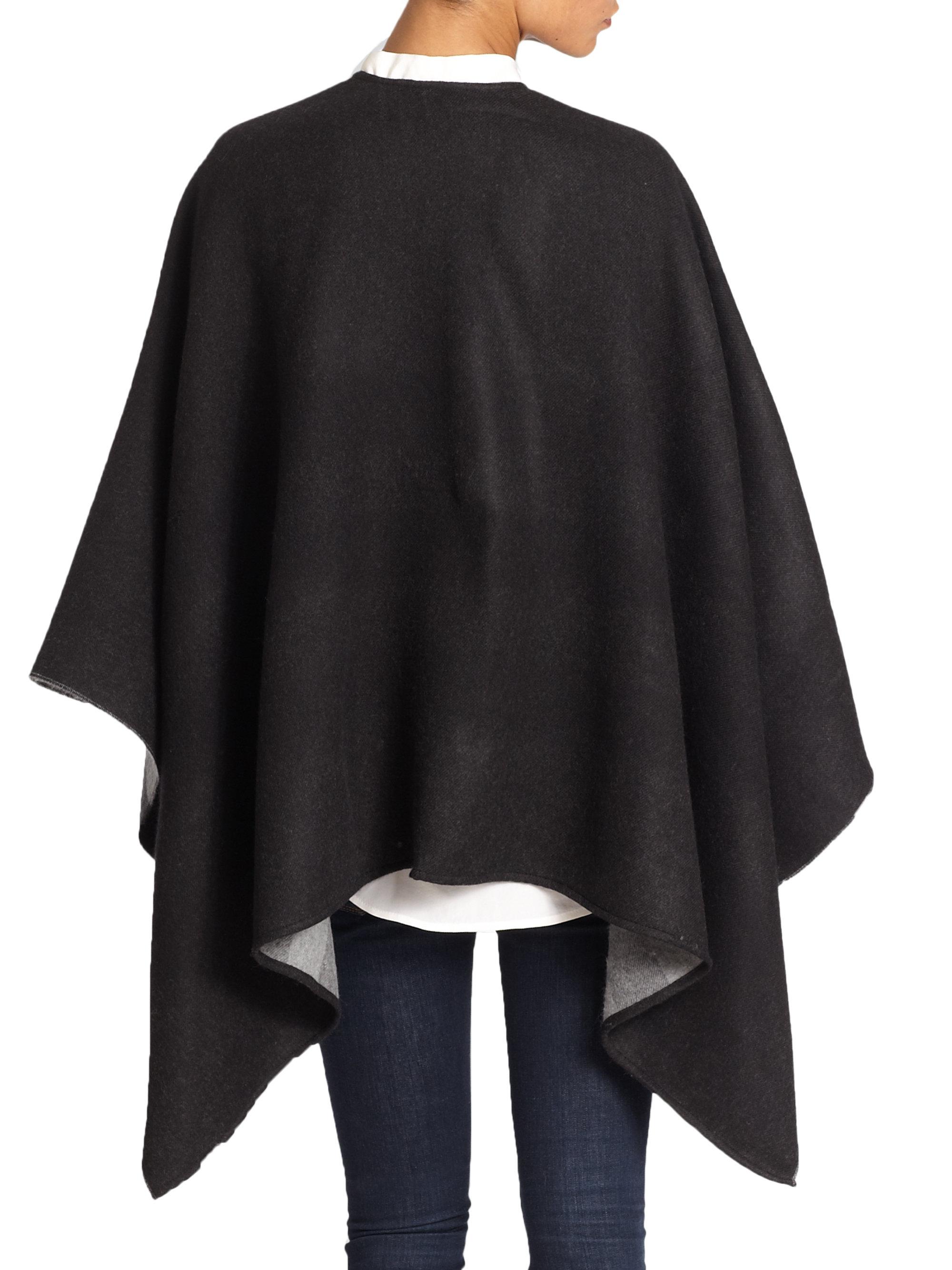 Lyst Burberry Reversible Wool Check Cape in Black