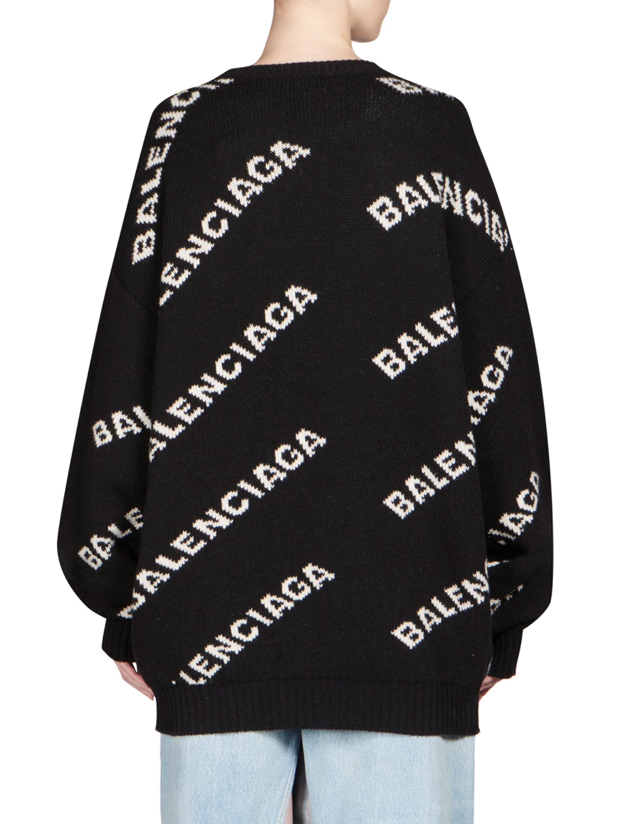 Lyst - Balenciaga Allover Logo Sweatshirt in Black
