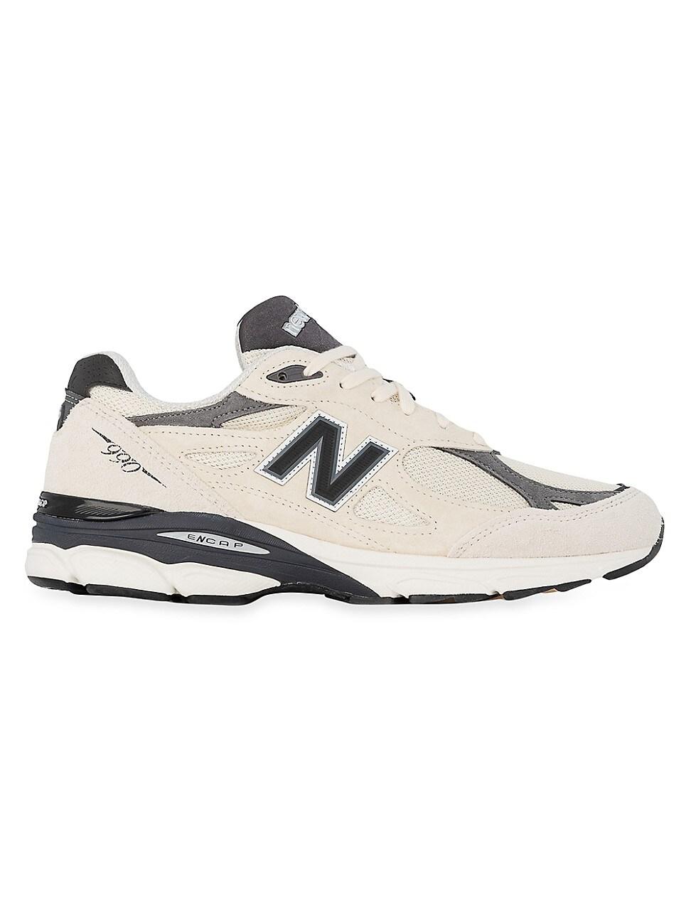 New Balance Leather 990 V3 Lace-up Sneakers in Beige (White) for Men | Lyst