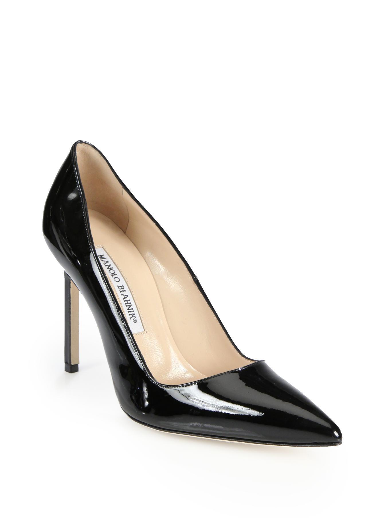 Lyst - Manolo Blahnik Bb 105 Patent Leather Point Toe Pumps in Black