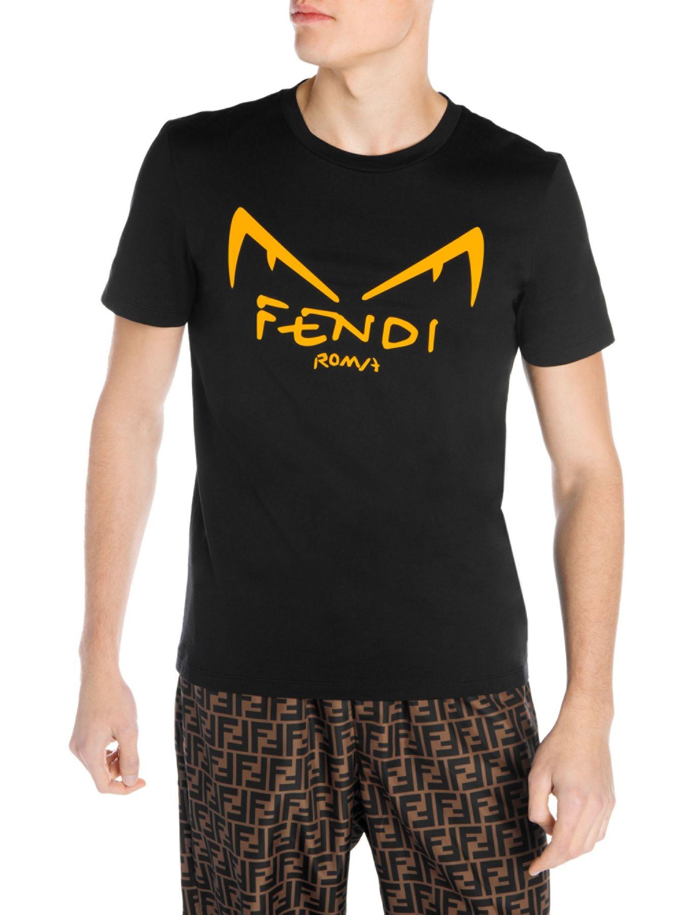 Fendi Diabolic Eyes Logo Print Cotton T Shirt in Black/Yellow (Black) for  Men | Lyst
