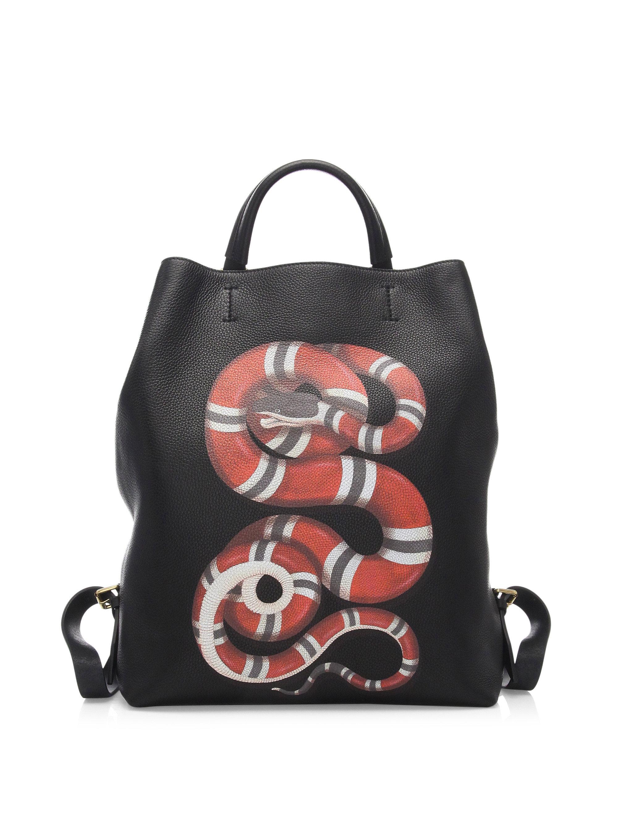 Gucci Kingsnake Print Leather Backpack 