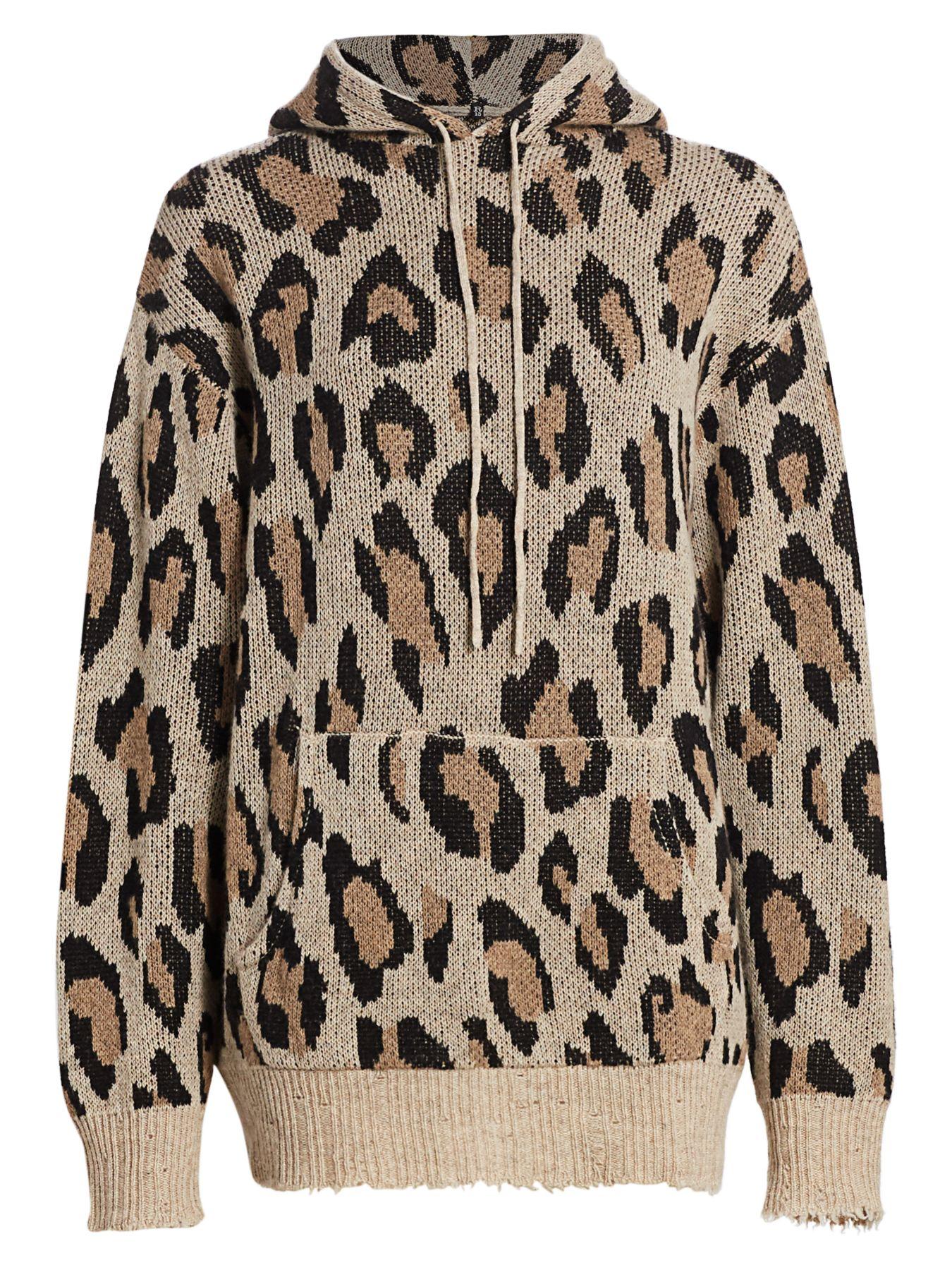 R13 Cashmere Leopard Print Hooded Sweater - Save 38% - Lyst