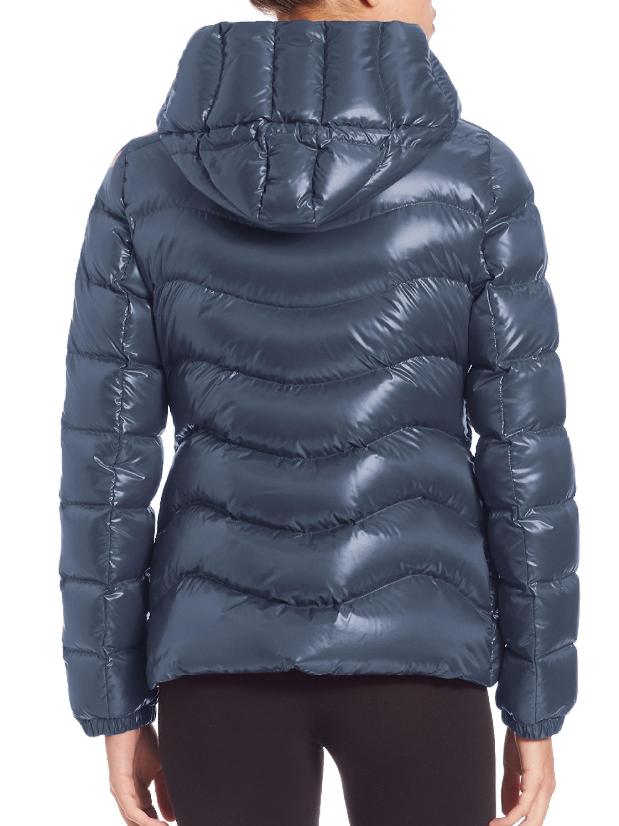moncler anthia water resistant shiny nylon hooded down puffer jacket