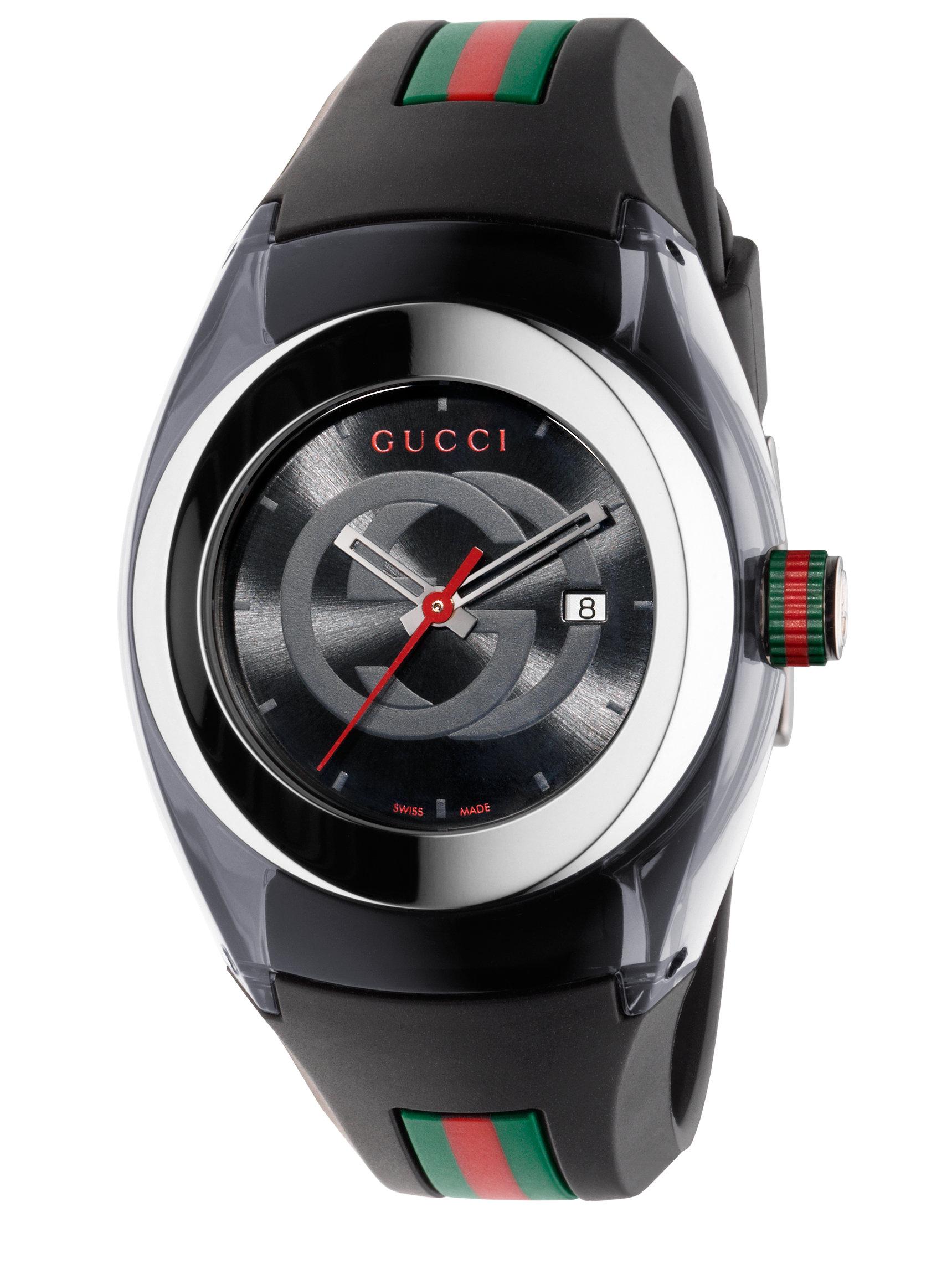 Gucci Sync Stainless Steel Rubber Watch In Black For Men