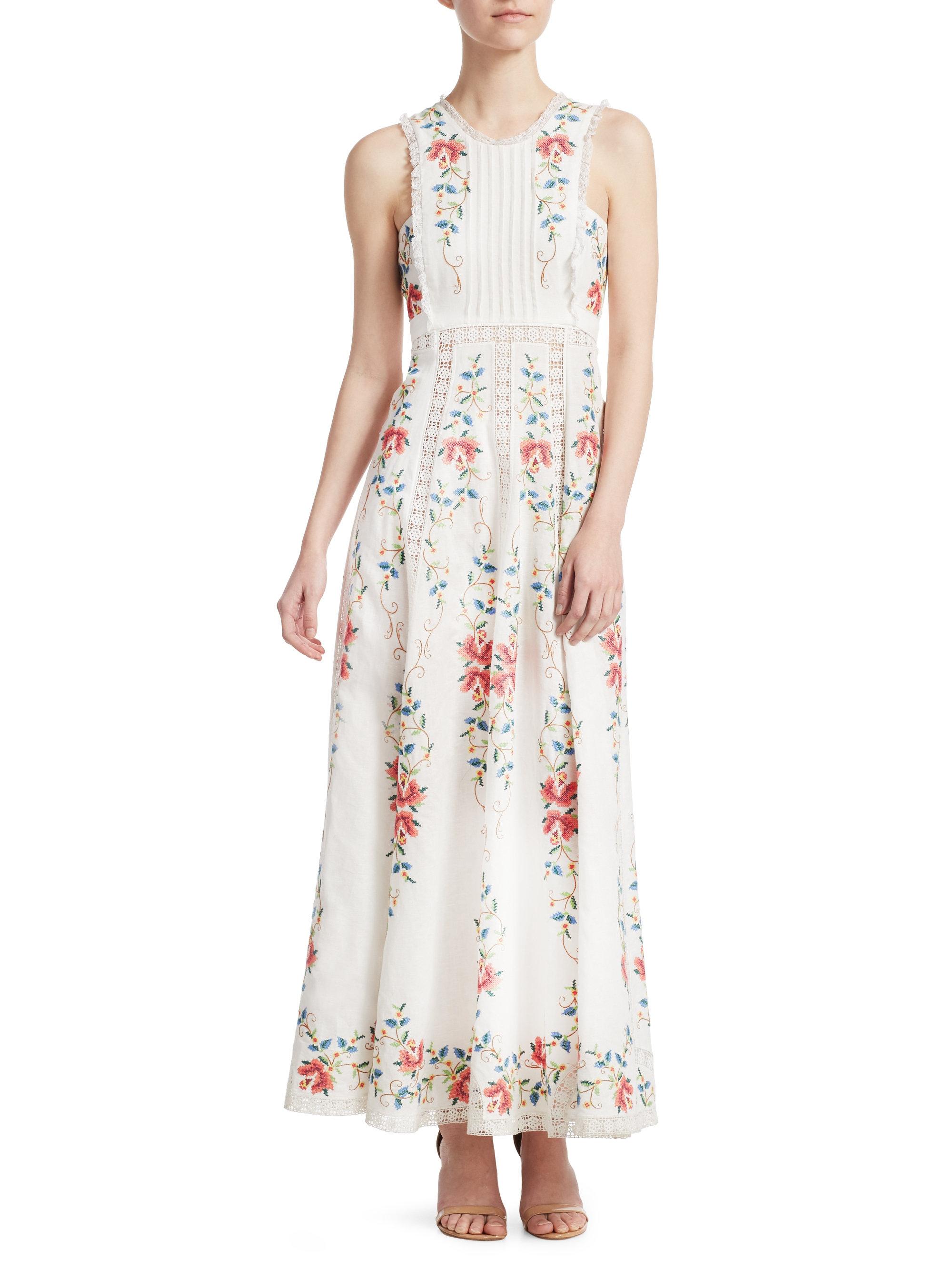 zimmermann laelia cross stitch maxi dress