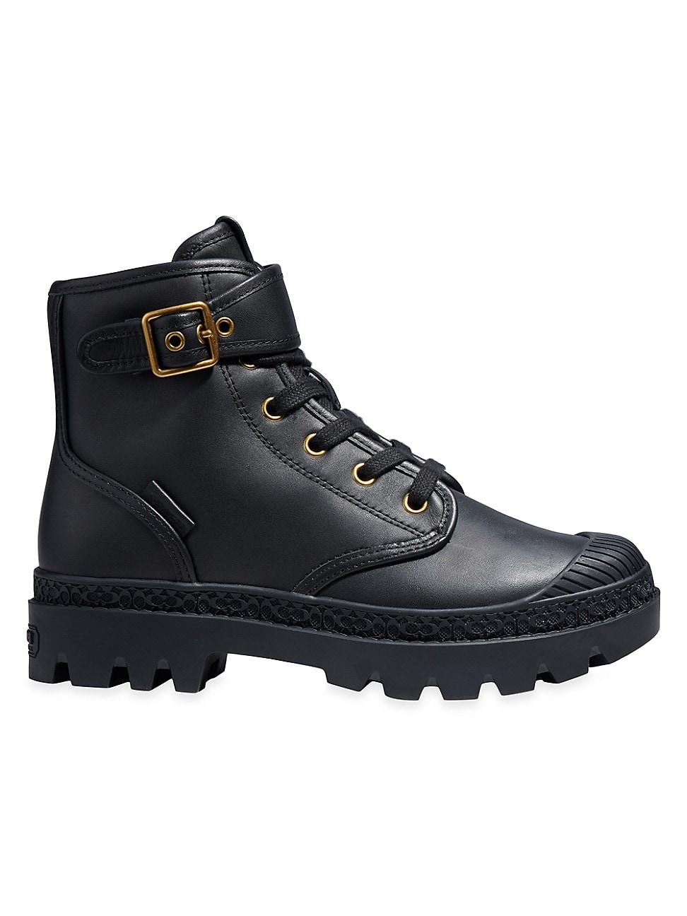 COACH Trooper Leather Lug-sole Boots in Black | Lyst
