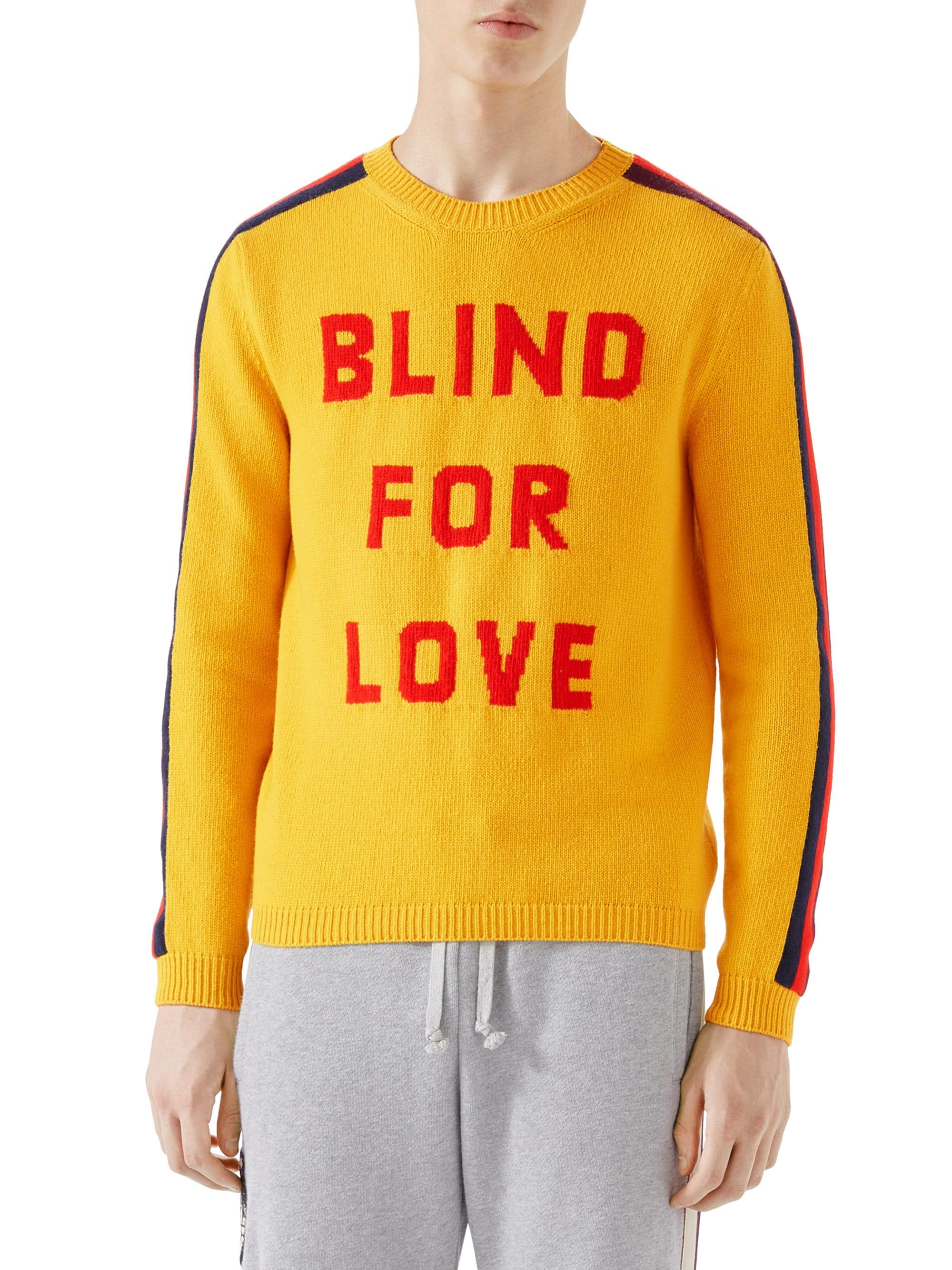 Gucci Men's Blind For Love Wool Sweater Yellow Multi for Men Lyst