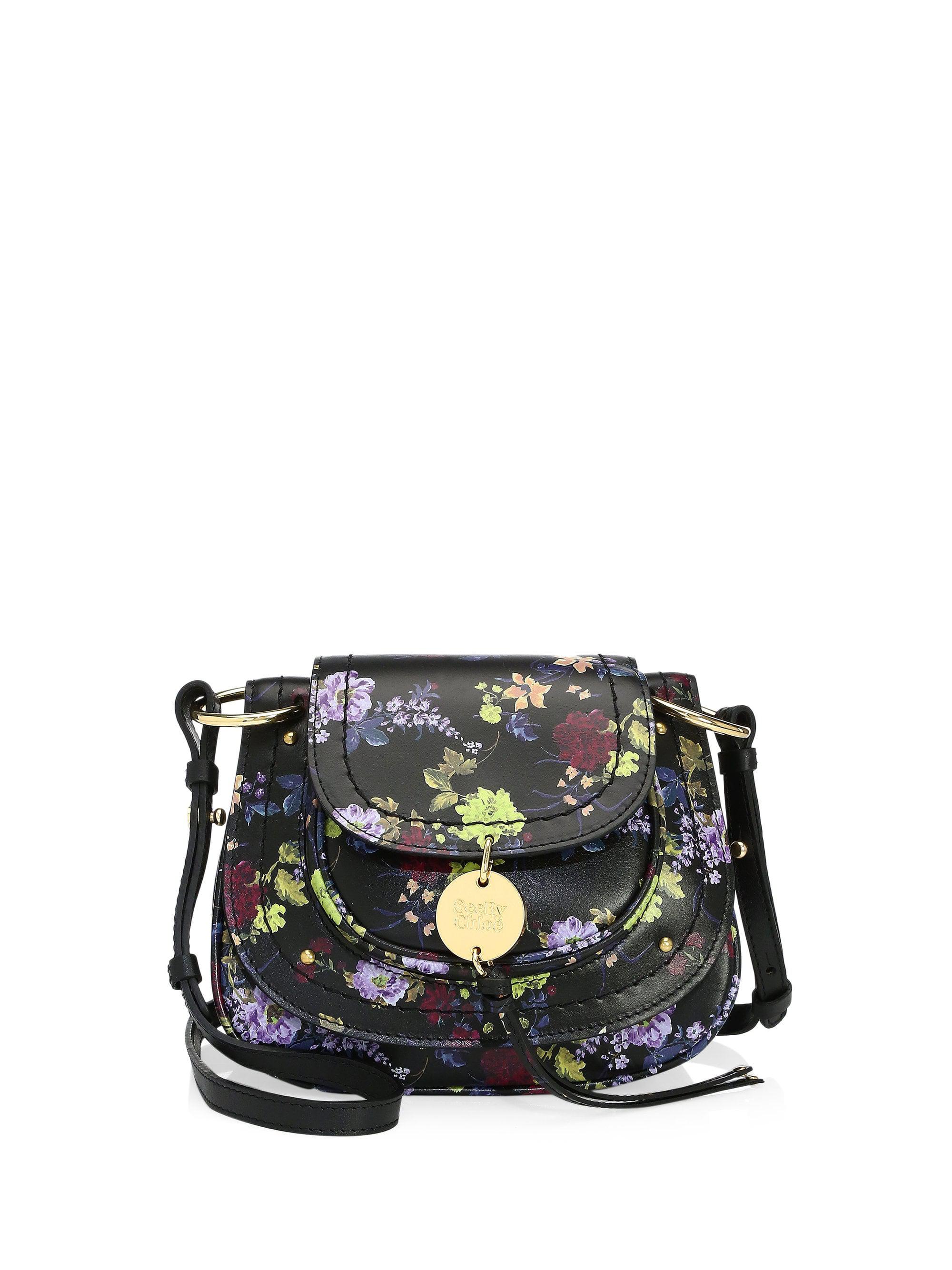 See By Chloé Small Susie Flowers Leather Crossbody Bag in Black - Lyst