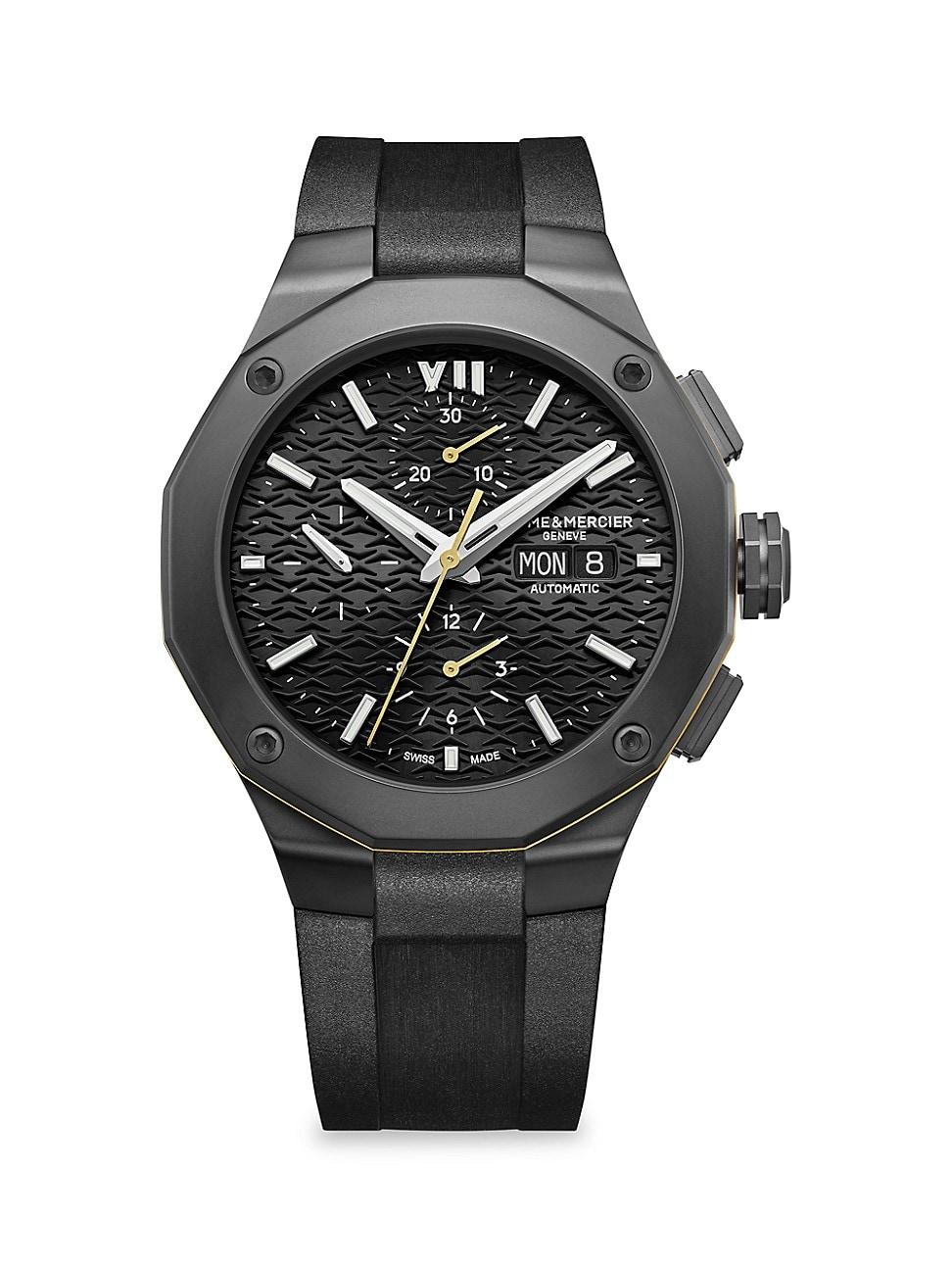 Baume & Mercier Riviera 10625 Stainless Steel & Rubber Chronograph ...
