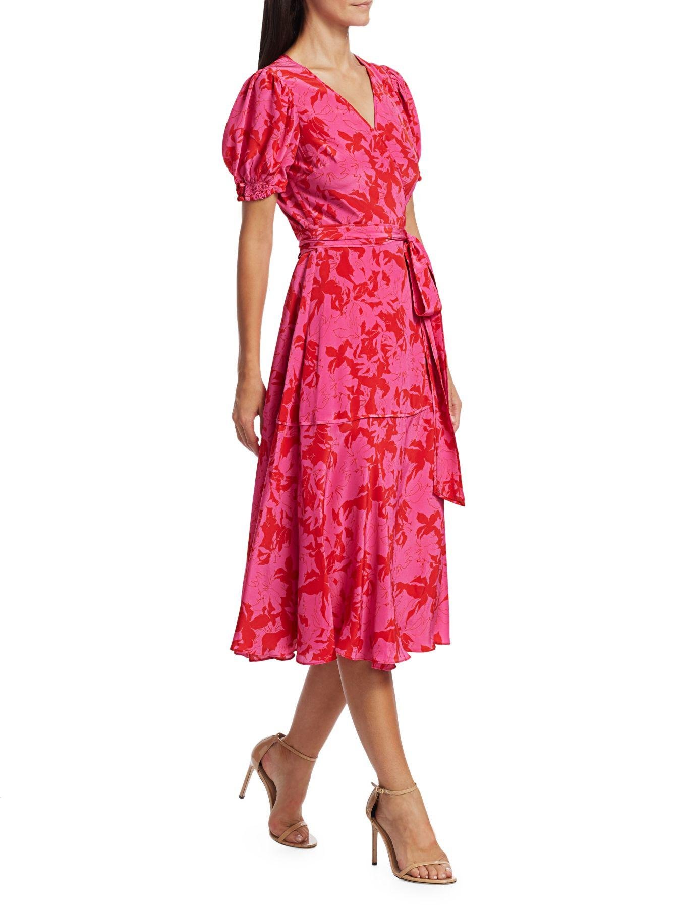 Tanya Taylor Dorothy Silk-printed Midi Dress in Pink - Lyst