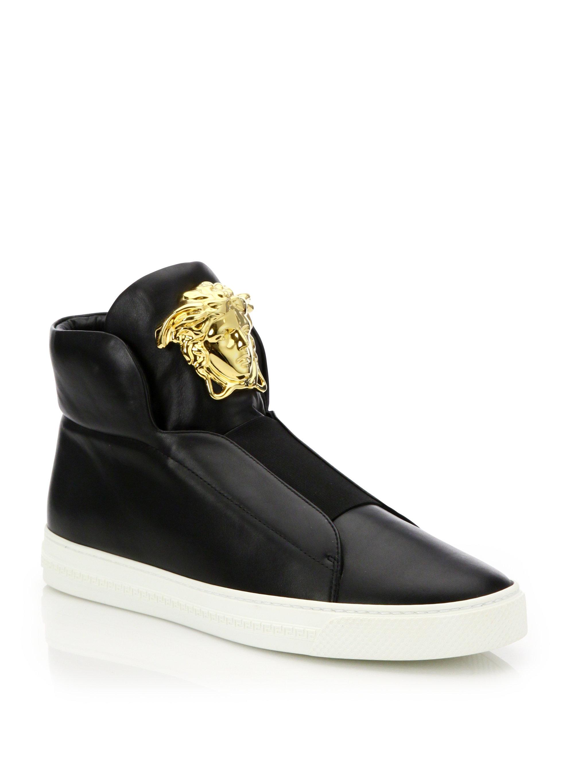 Versace Black Slip-on High Top Palazzo Trainer for Men | Lyst