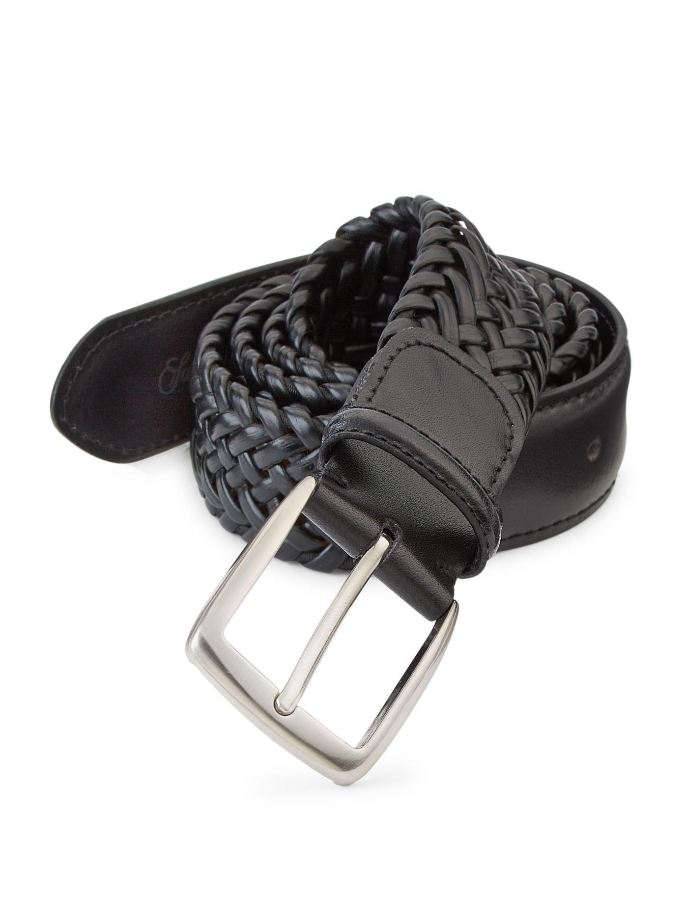 Saks Fifth Avenue Collection Braided Burnished Leather Belt in Black for Men - Lyst
