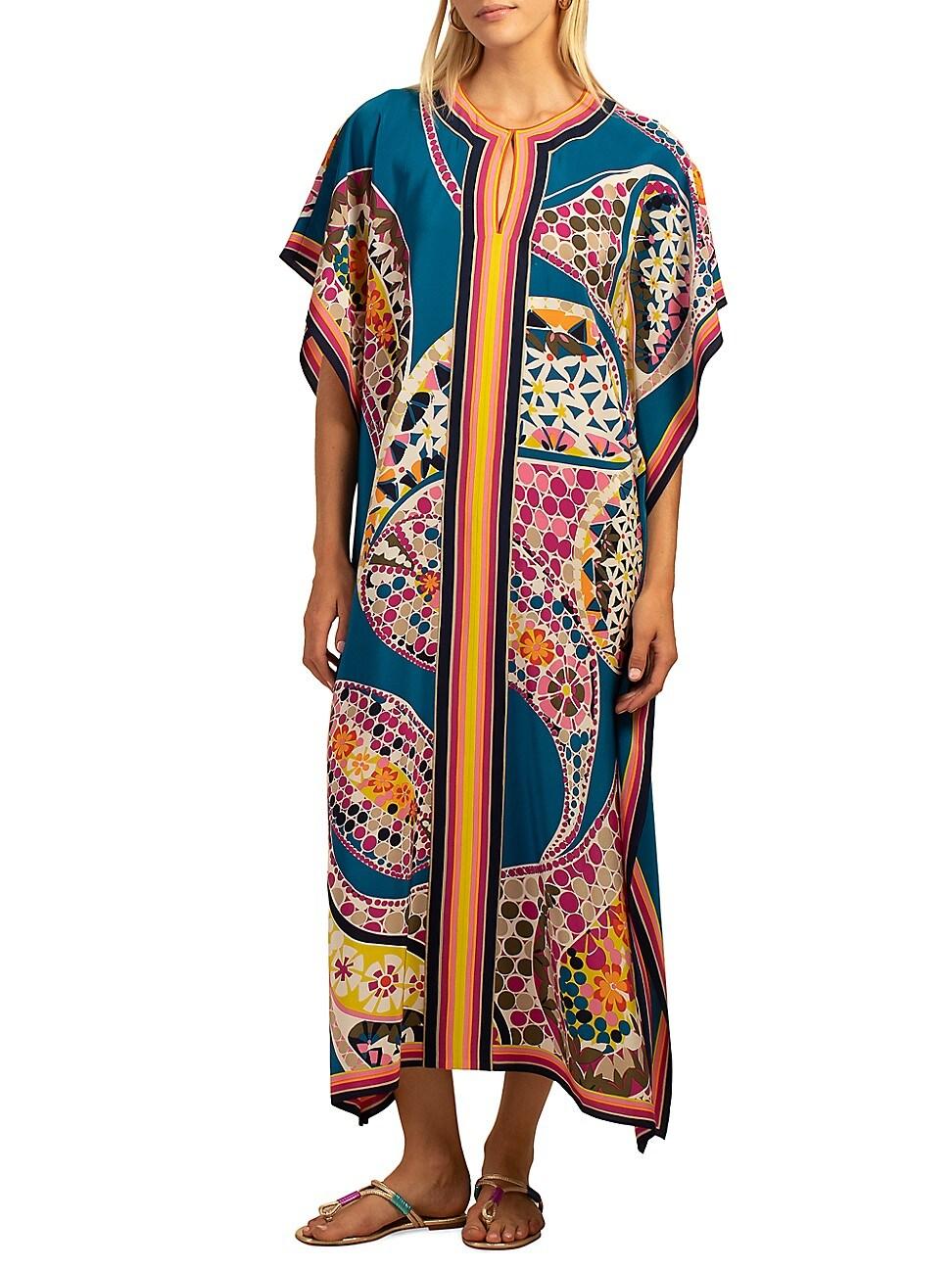 Trina Turk Theodora Silk Caftan Maxi Dress in Blue Lyst