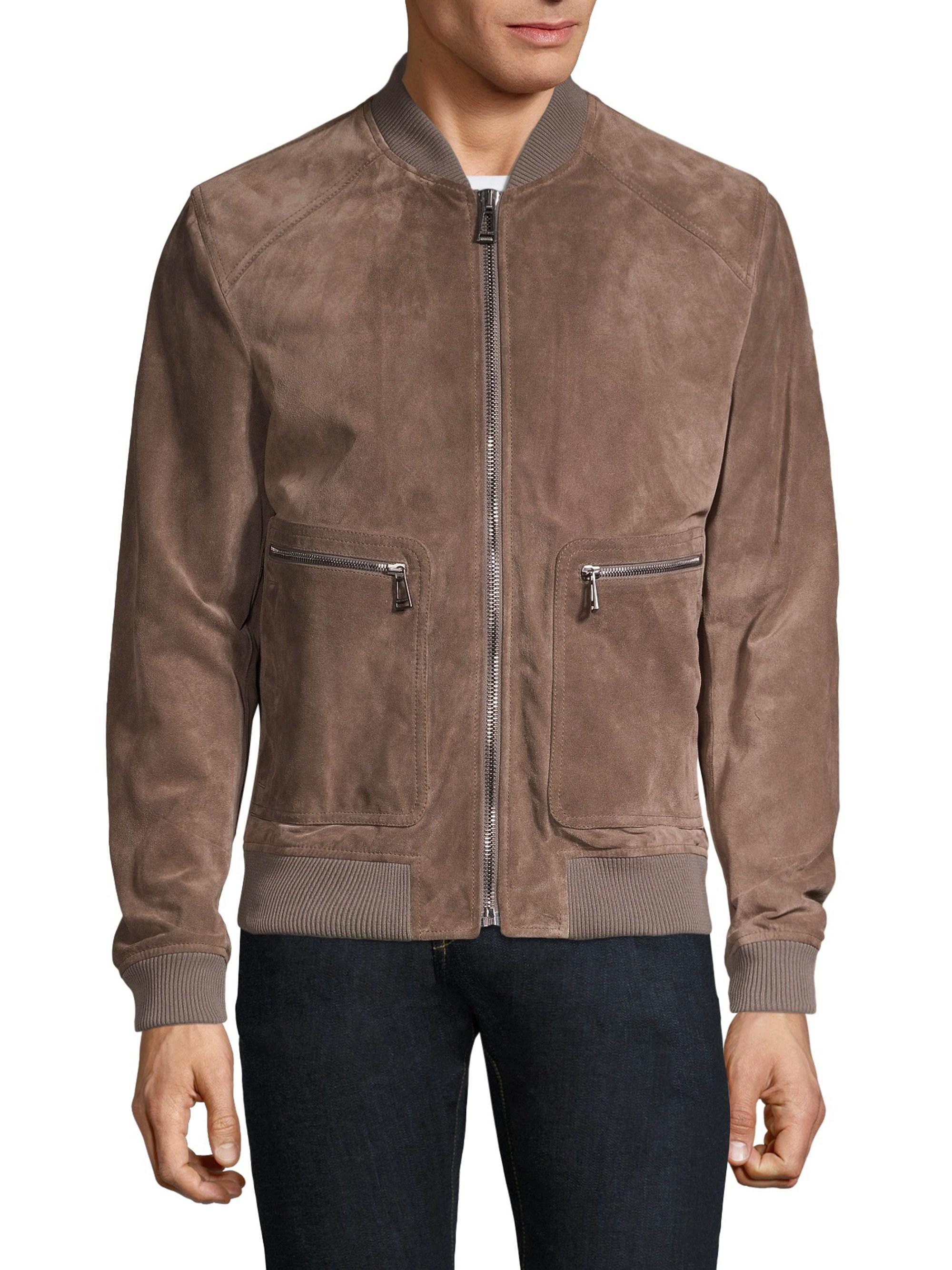 Belstaff Winswell Oiled Suede Bomber Jacket in Brown for Men - Lyst
